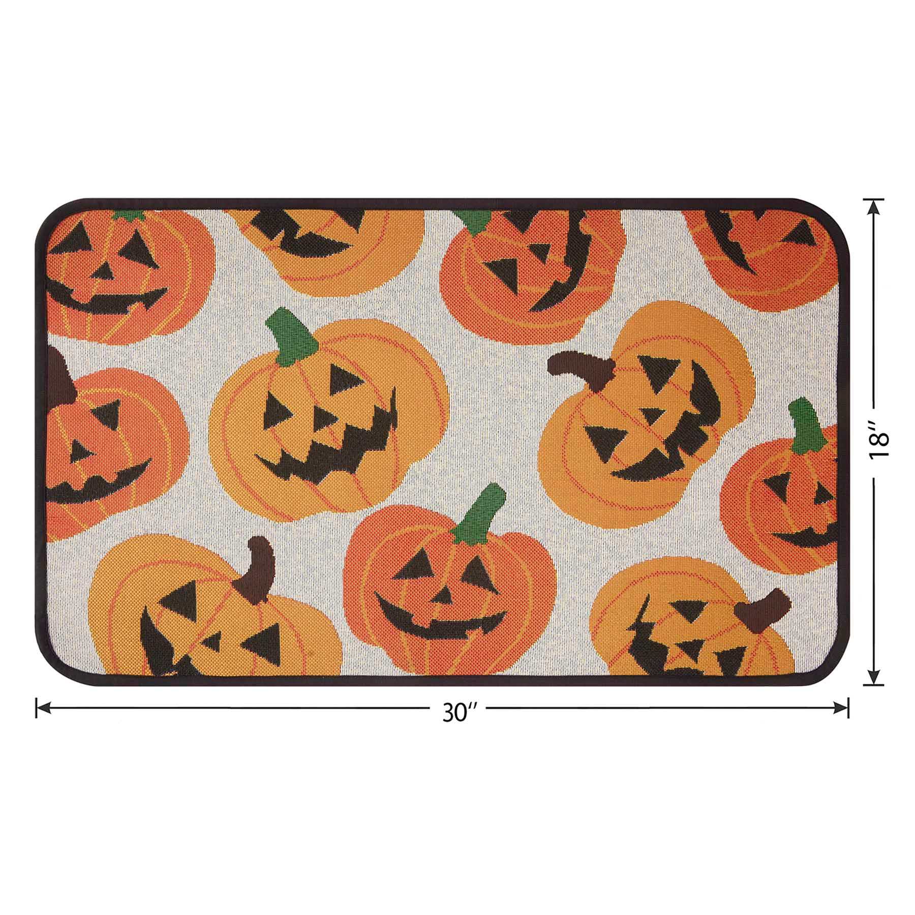 All Over Jack-o'-Lanterns Washable Kitchen Rug, 18x30