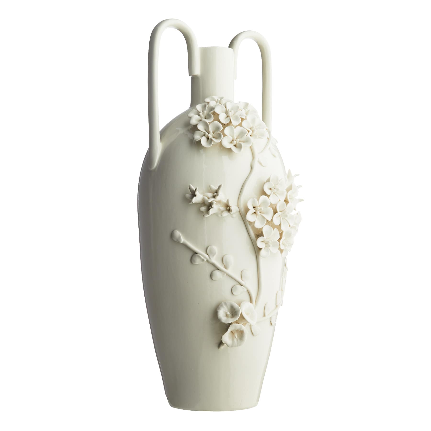 Providence 3D Flower Ceramic Vase with Handles, 18"