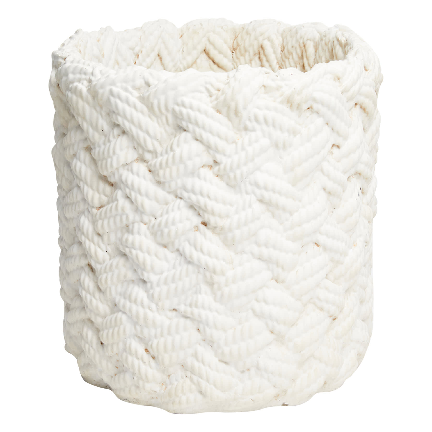 Ty Pennington Indoor White Cable Knit Ceramic Planter, Medium