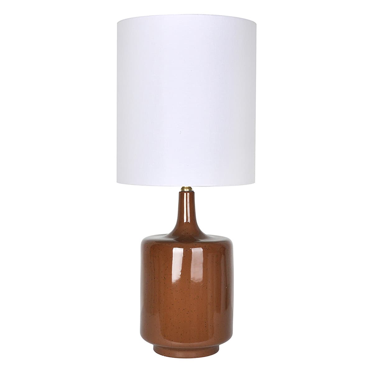 Brown Speckle Ceramic Large Lamp with Shade, 29"