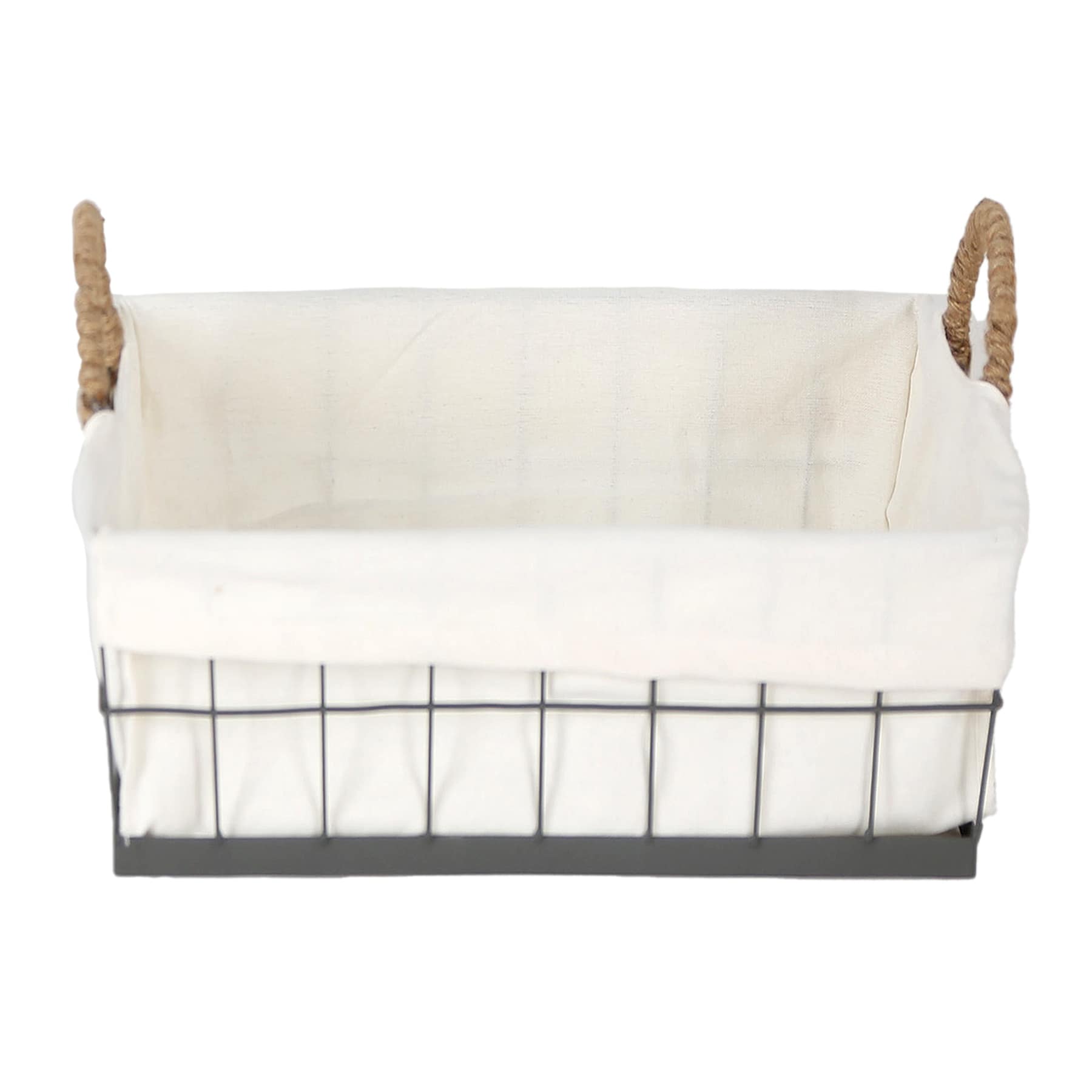 Lined Rectangle Wire Storage Basket, Medium