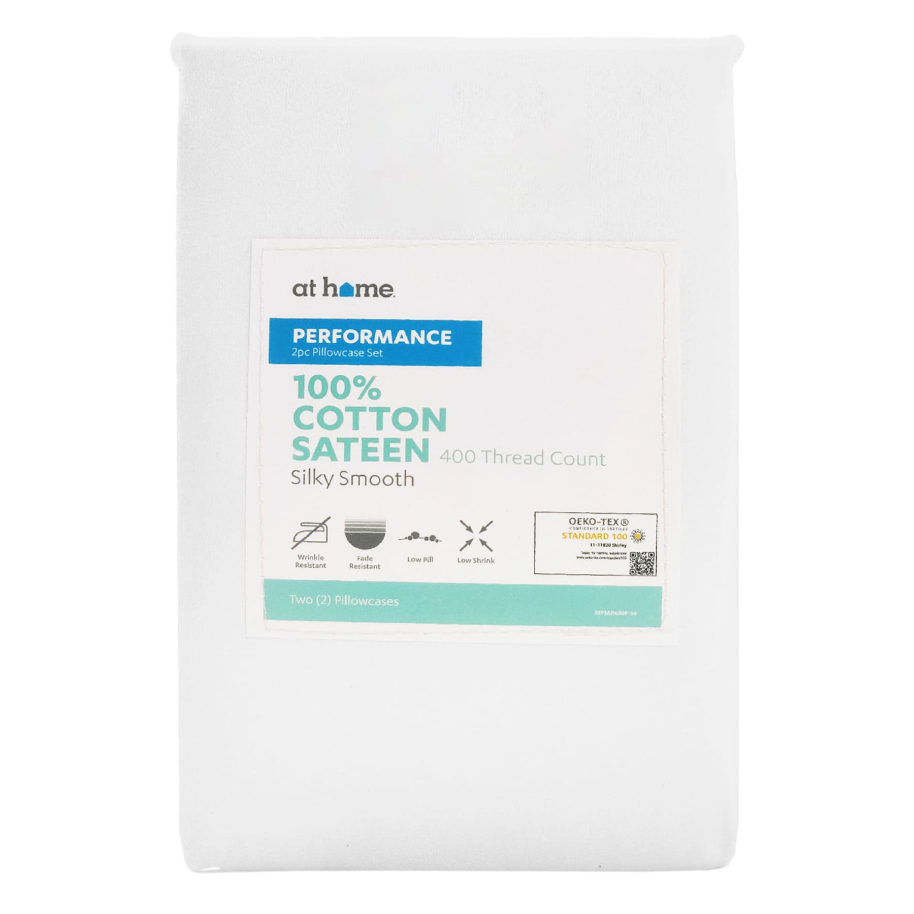2-Piece White 400 Thread Count Performance Pillowcase Set, Standard