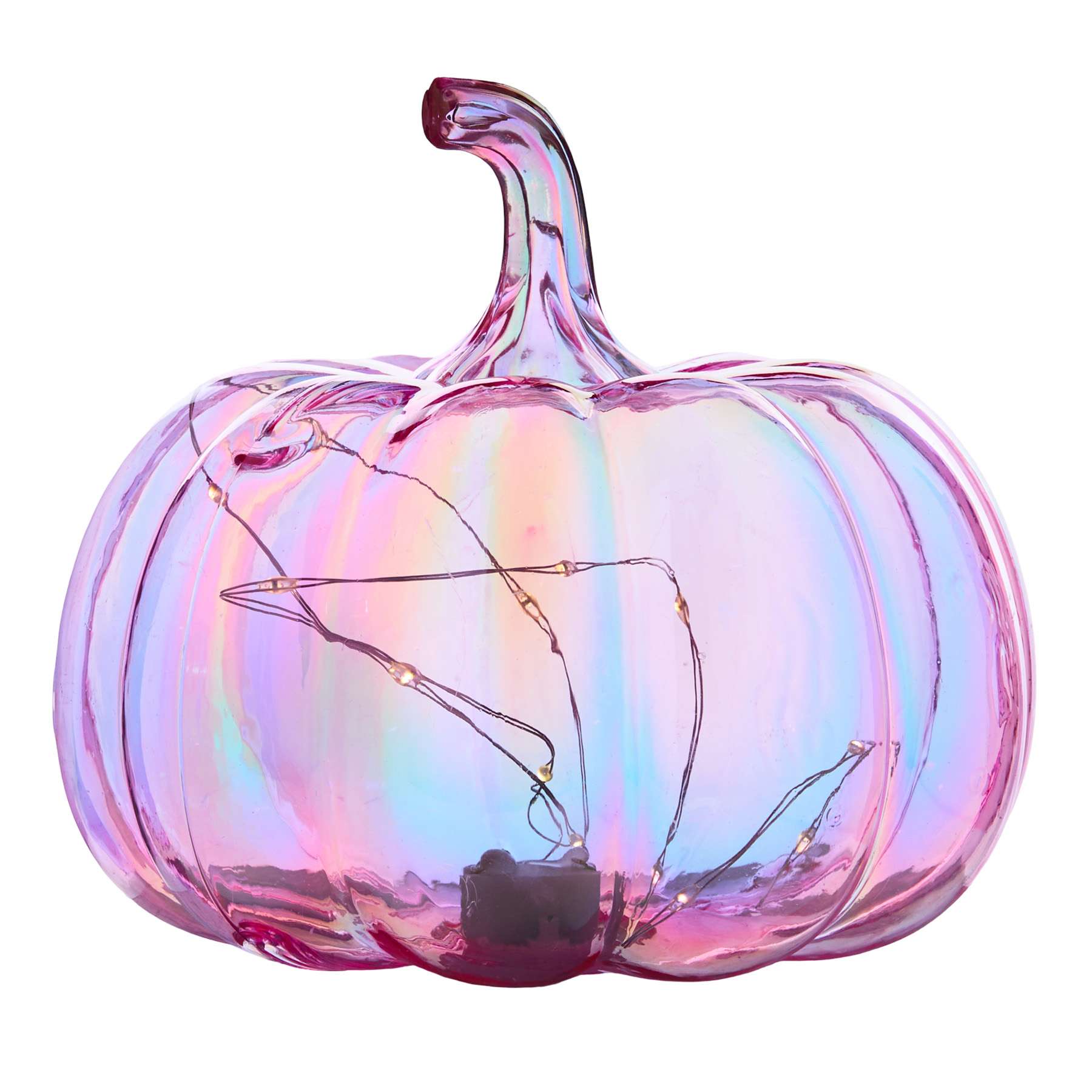 Hey Boo! Light Pink Iridescent Pumpkin with Light