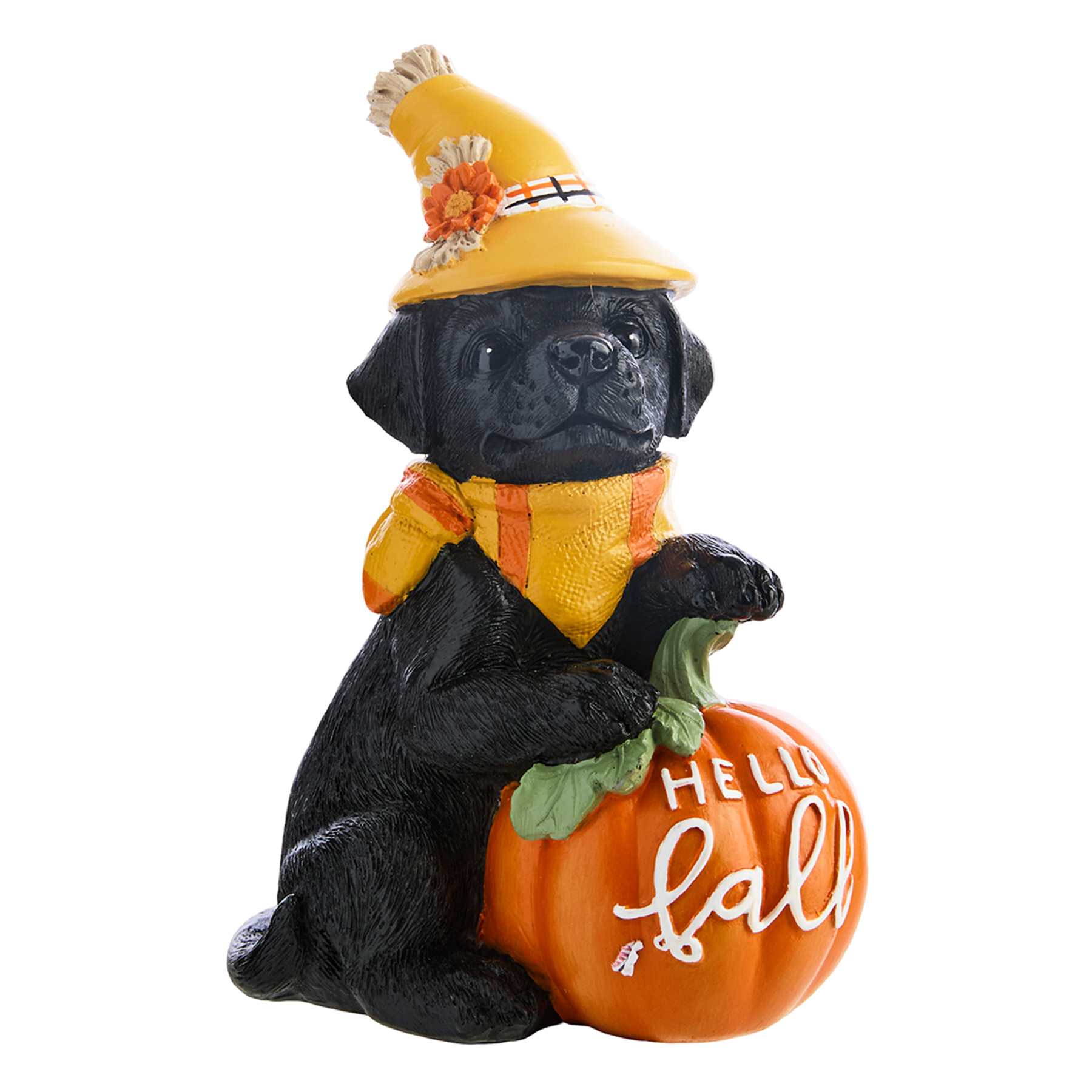Homespun Harvest Dog with Pumpkin, 6"