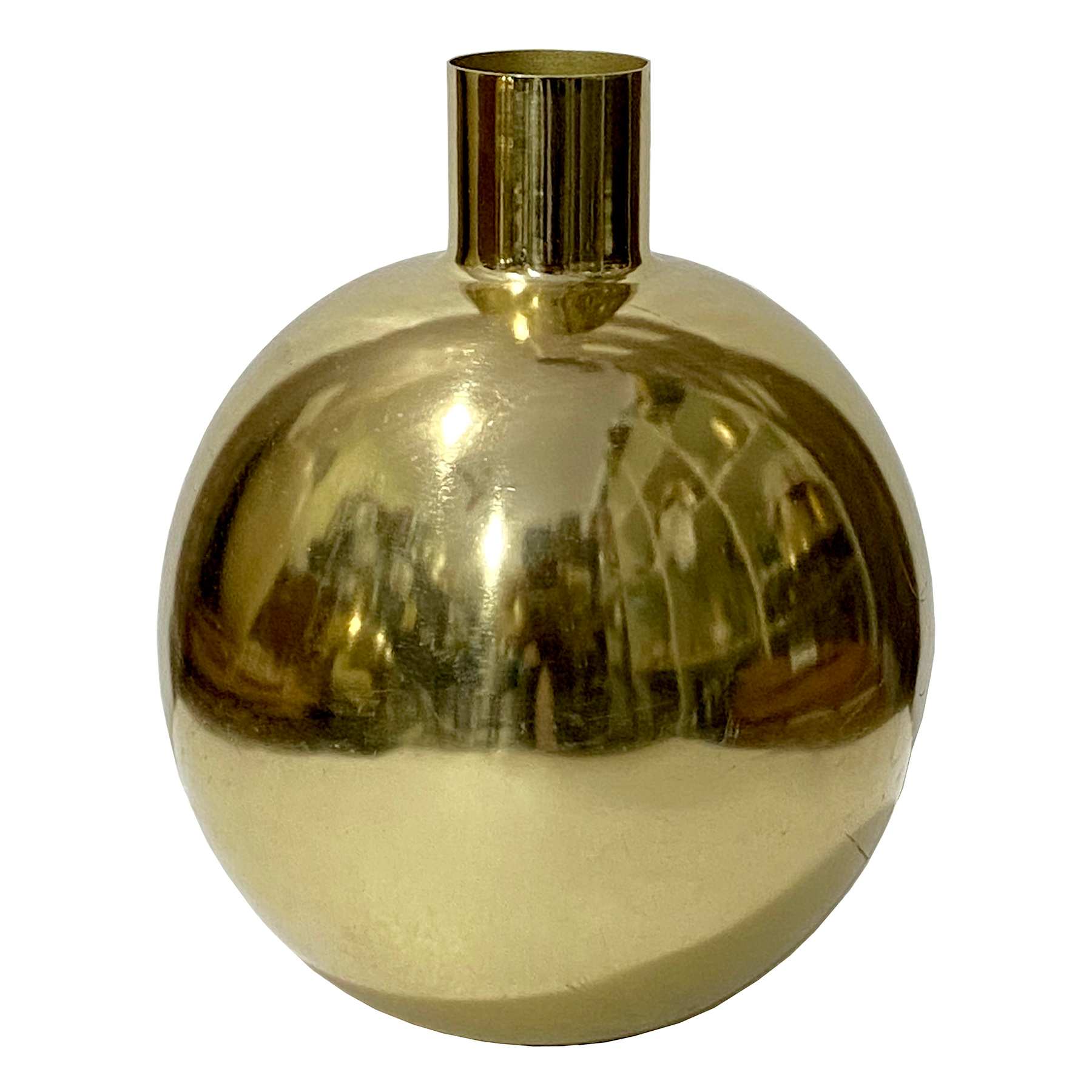 Gold Metal Round Vase, 10"