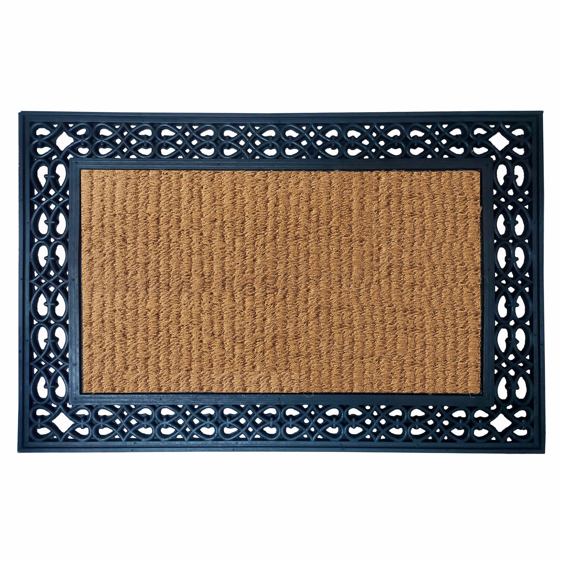 Ribbed Scroll Border Coir Mat, 24x36