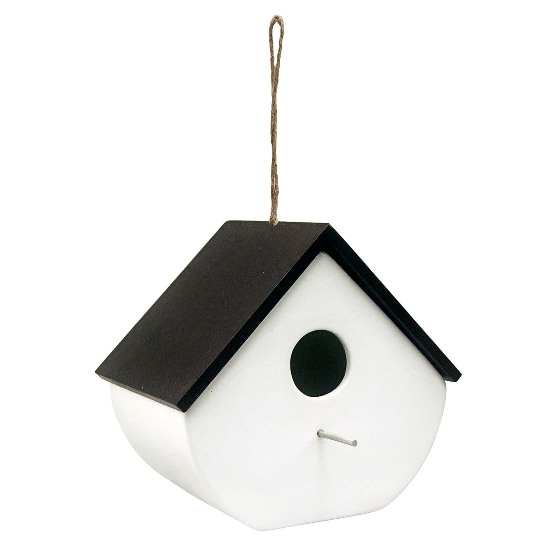 Crosby St. White & Black Ceramic Birdhouse, 8"