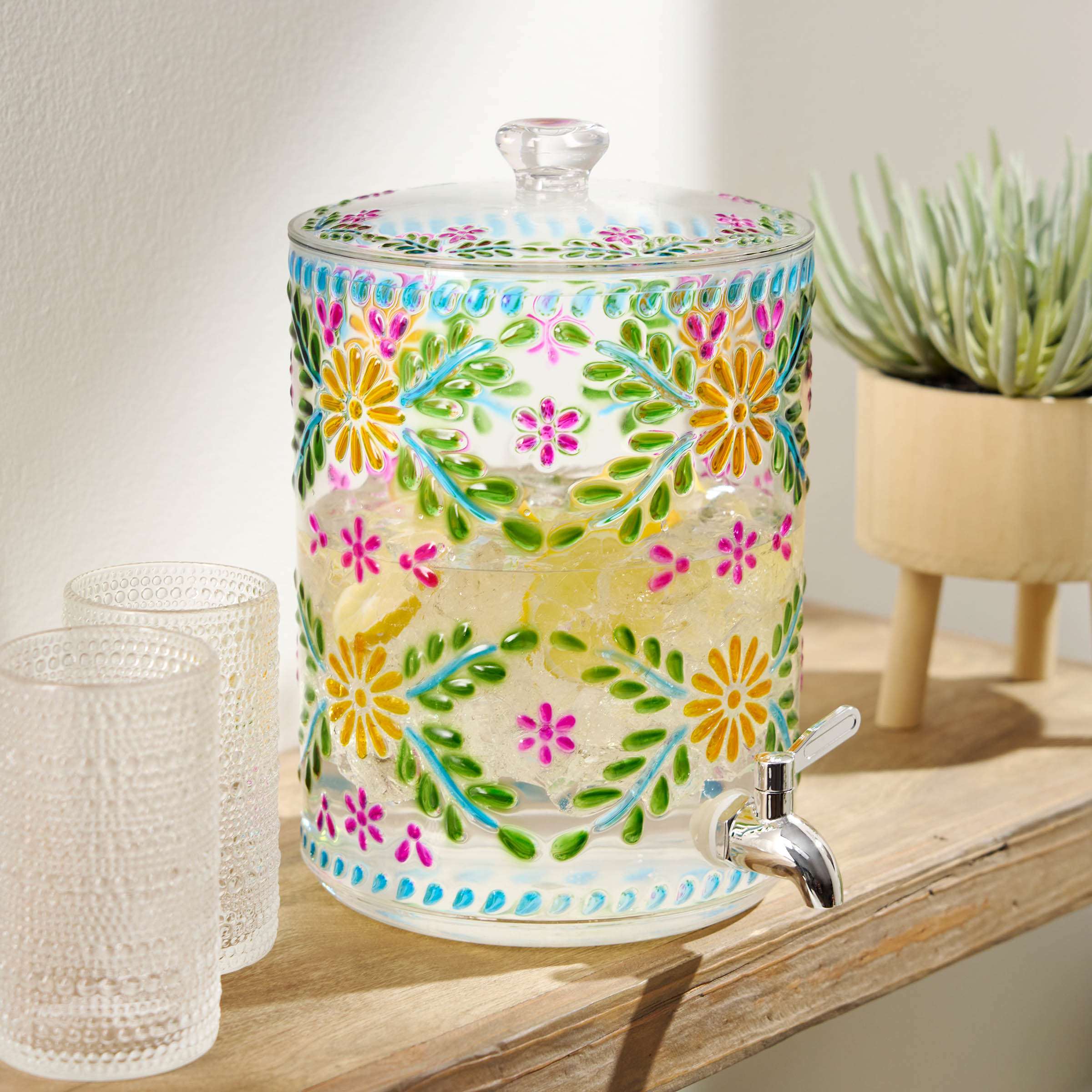 Acrylic Multicolor Embossed Clear Drink Dispenser