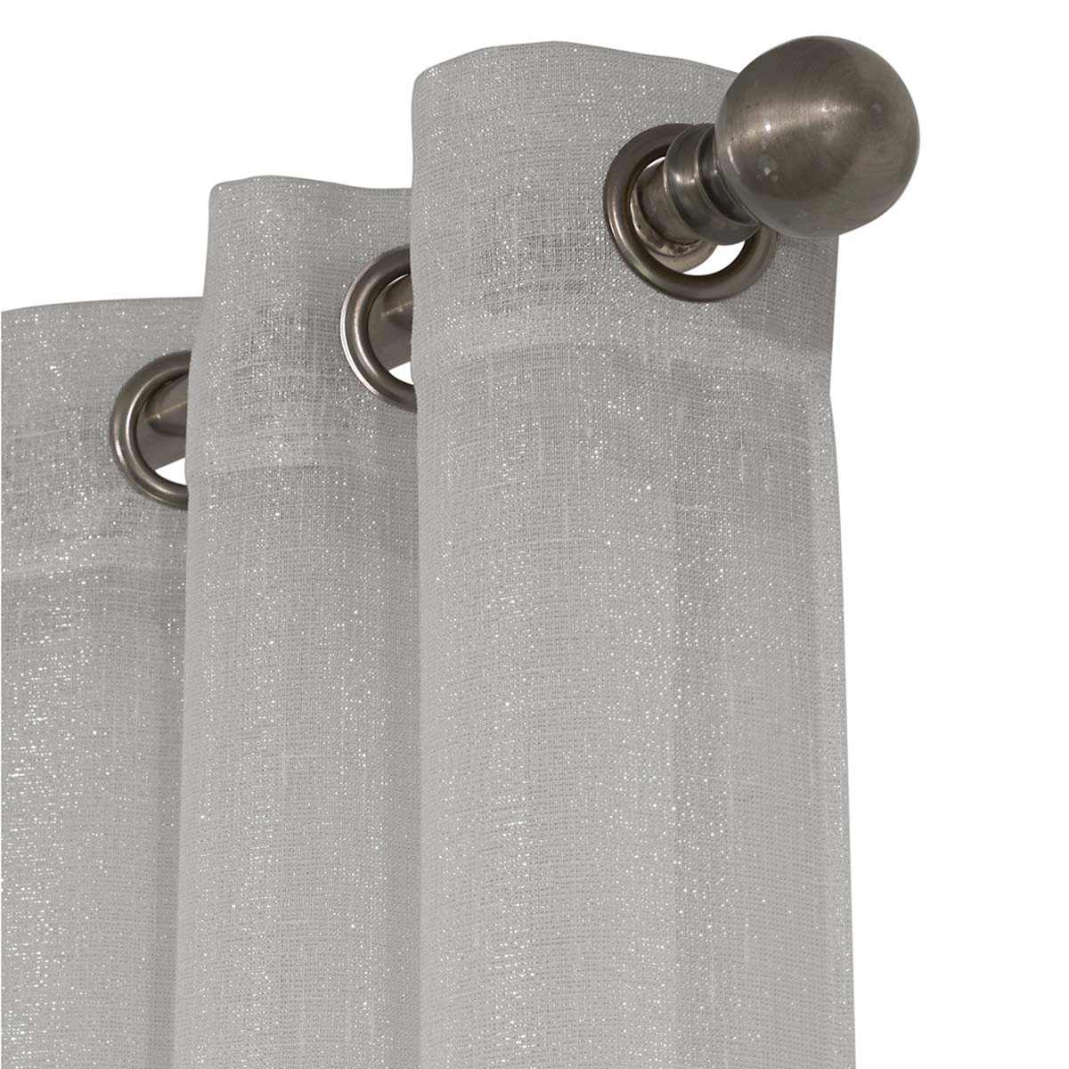 Whittier Grey Metallic Sheer Grommet Curtain Panel, 84"