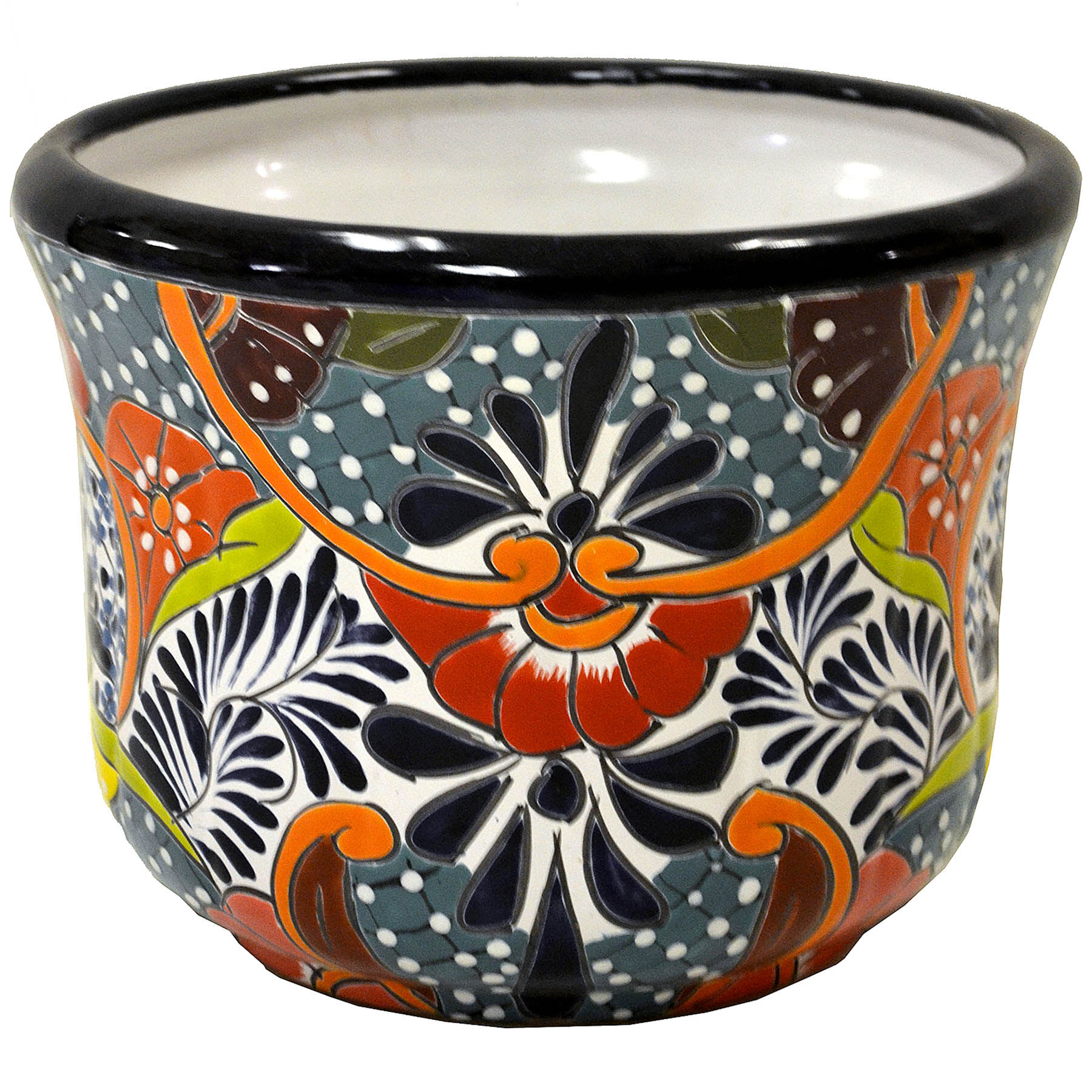 Hand Painted Tazon Multicolor Patterned Ceramic Outdoor Planter, Medium