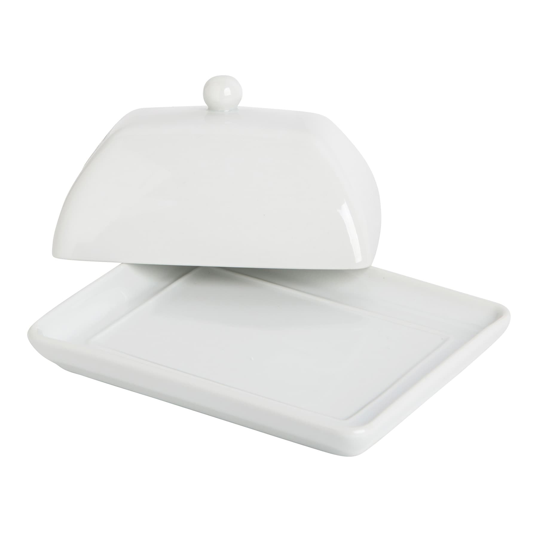 White Tapered Butter Dish, 7"