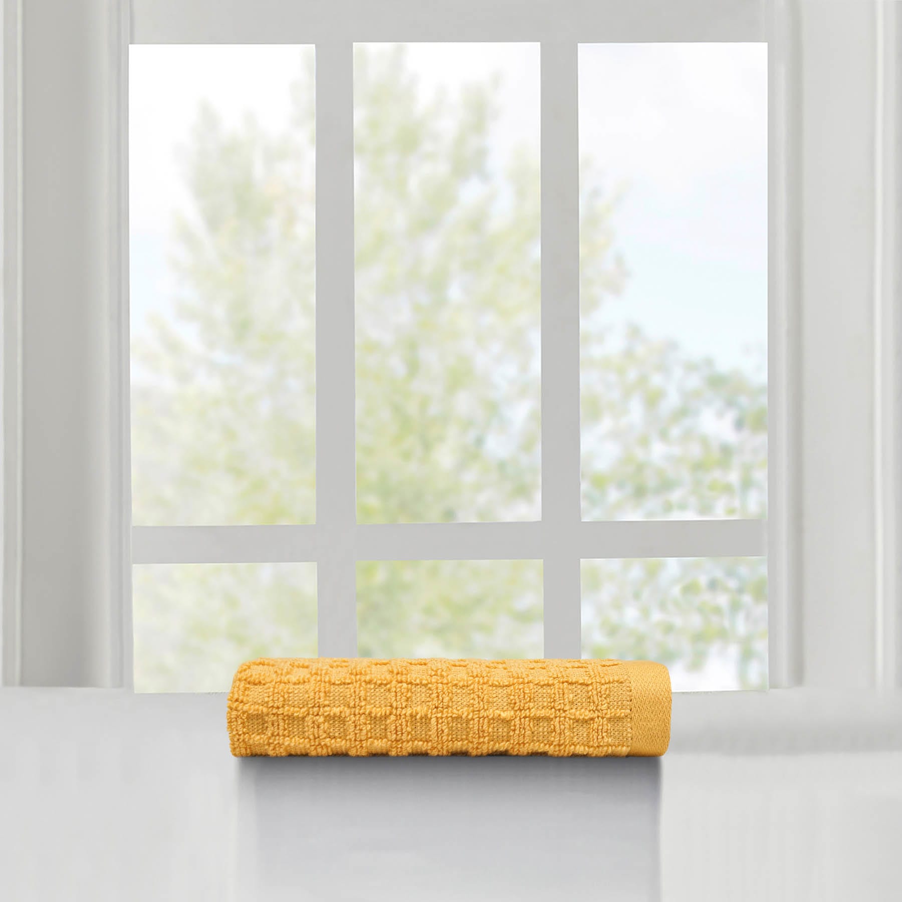Crosby St. Ochre Terry Waffle Cotton Washcloth, 13"