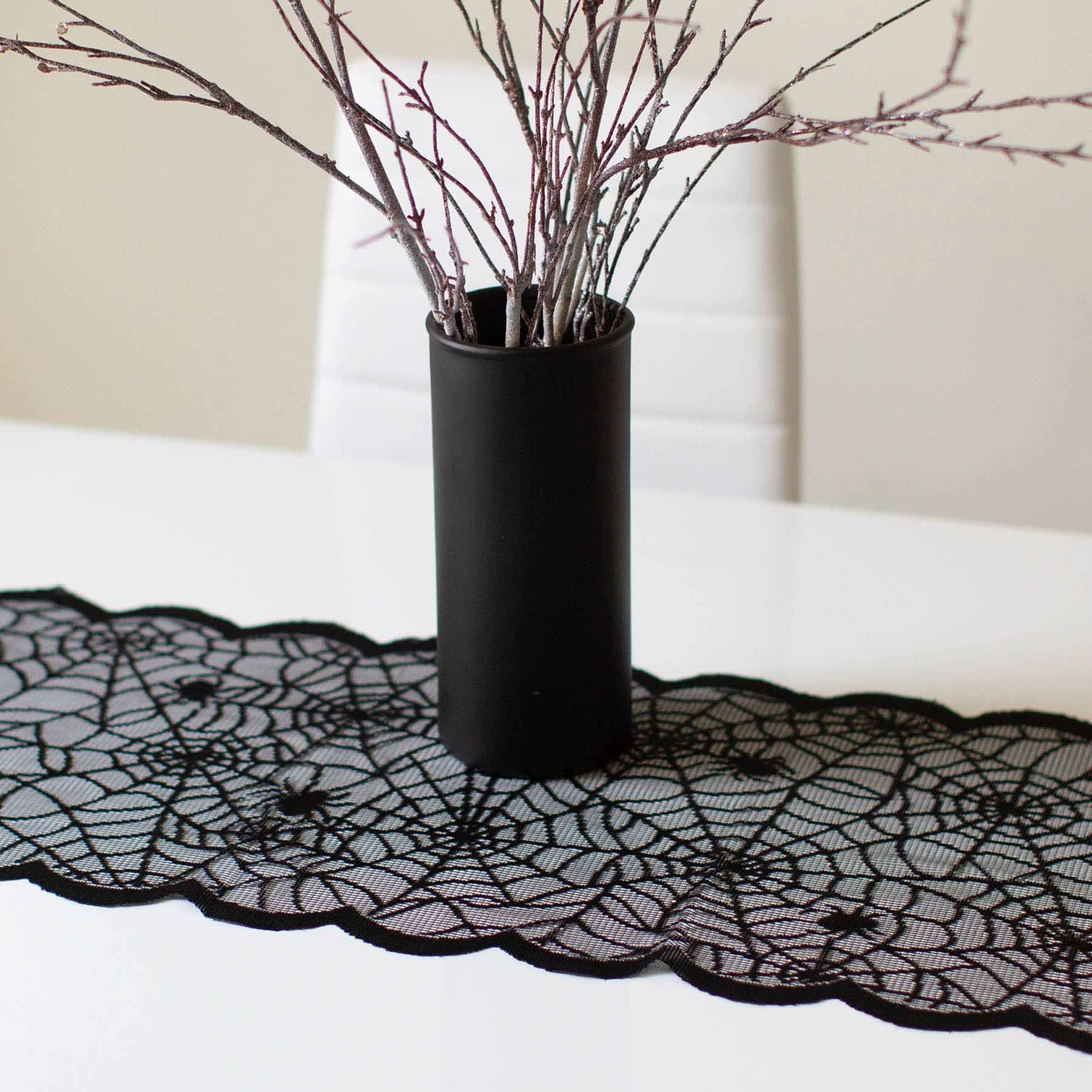Spellbound Spiderweb Lace Table Runner, 72X13