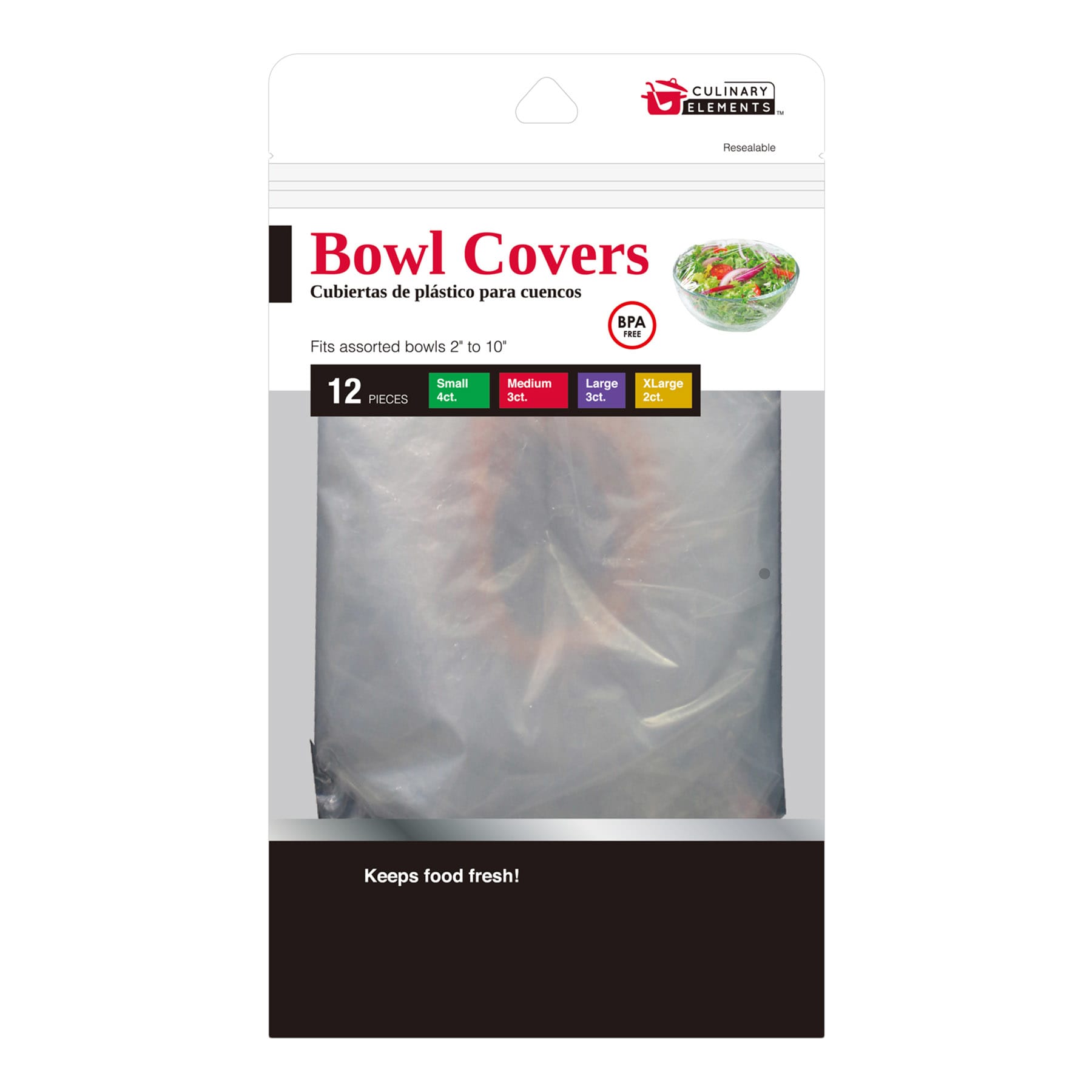 Culinary Elements 12-Count Bowl Covers, Variety Pack