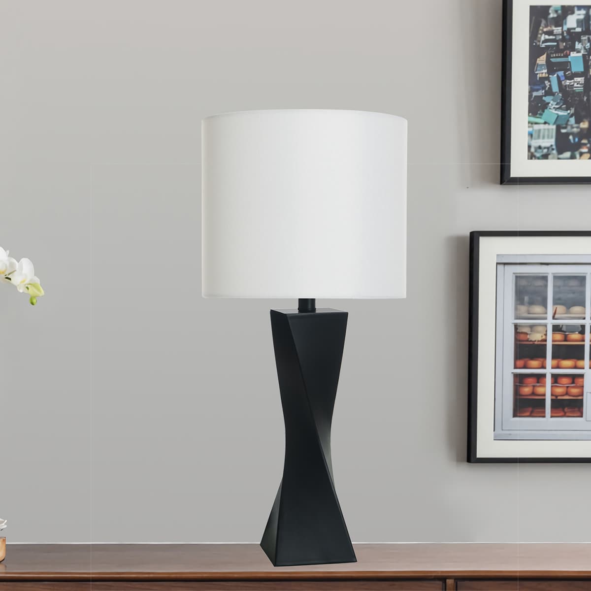 Black Twist Medium Table Lamp, 20"