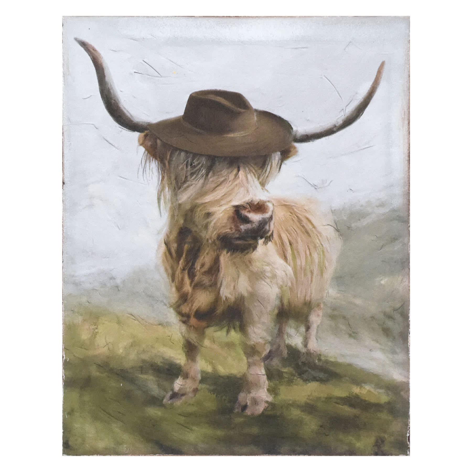 Highland Hipster Cow Art, 6x8