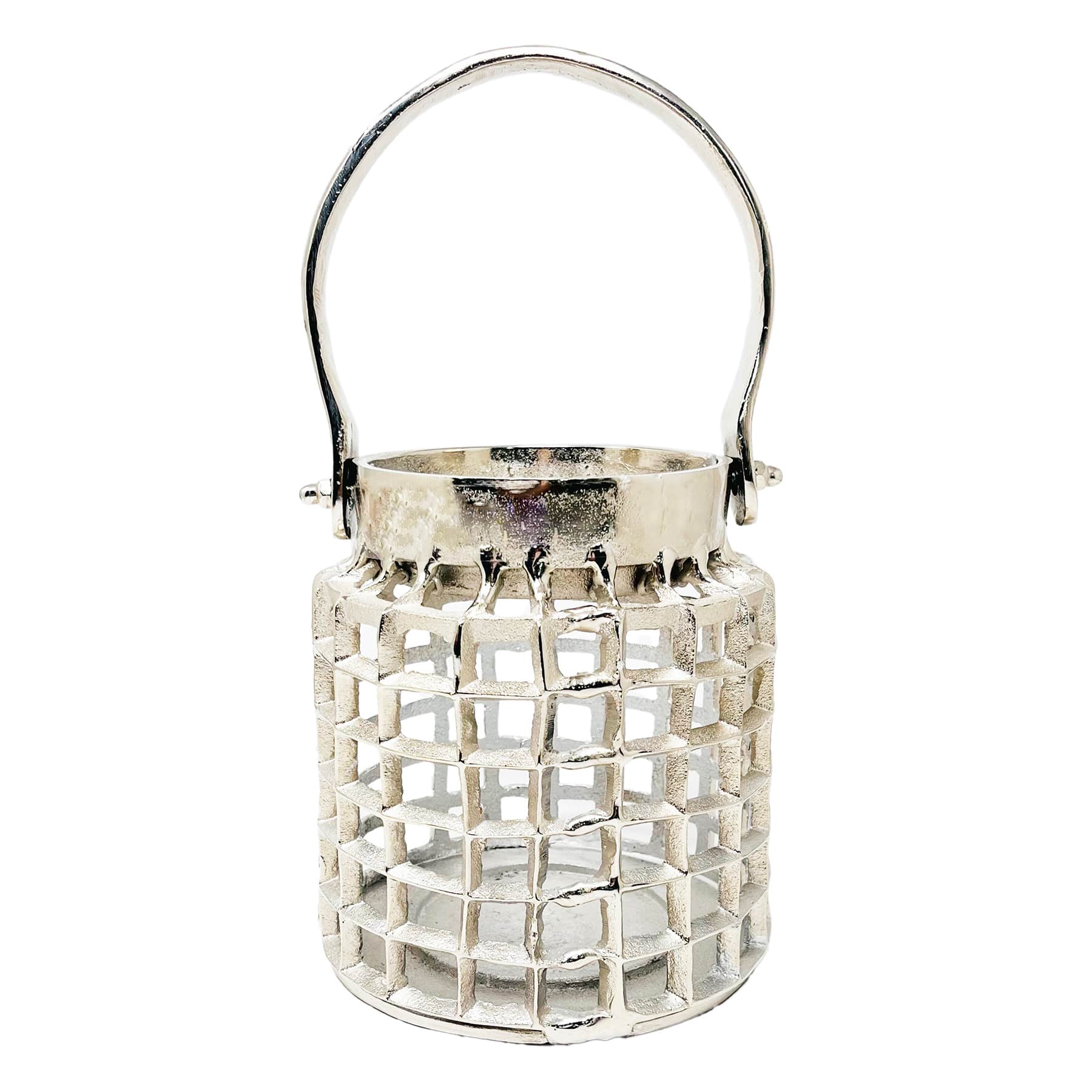 Silver Metal Weave Lantern, 7"