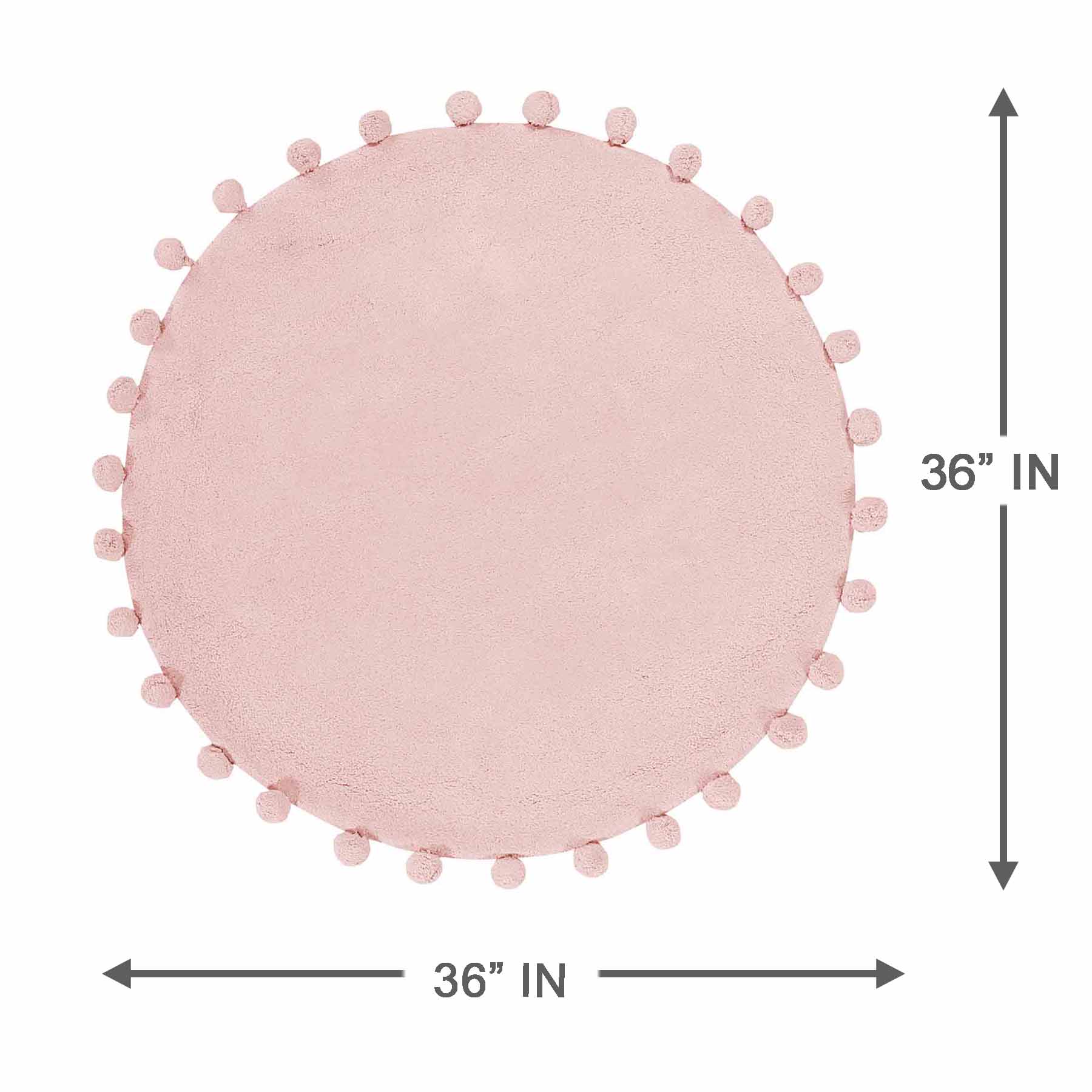 Tiny Dreamers Pink Round Pom-Pom Accent Rug, 3'