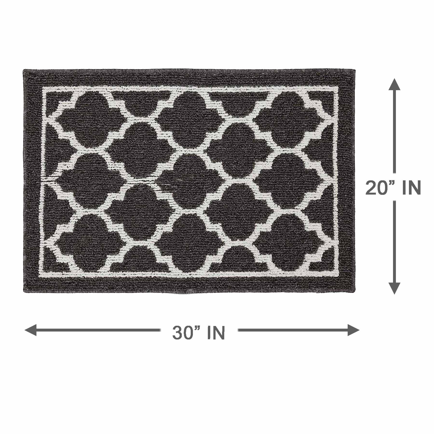 Chai Tea Geometric Charcoal & White Lattice Washable Accent Rug, 20x30