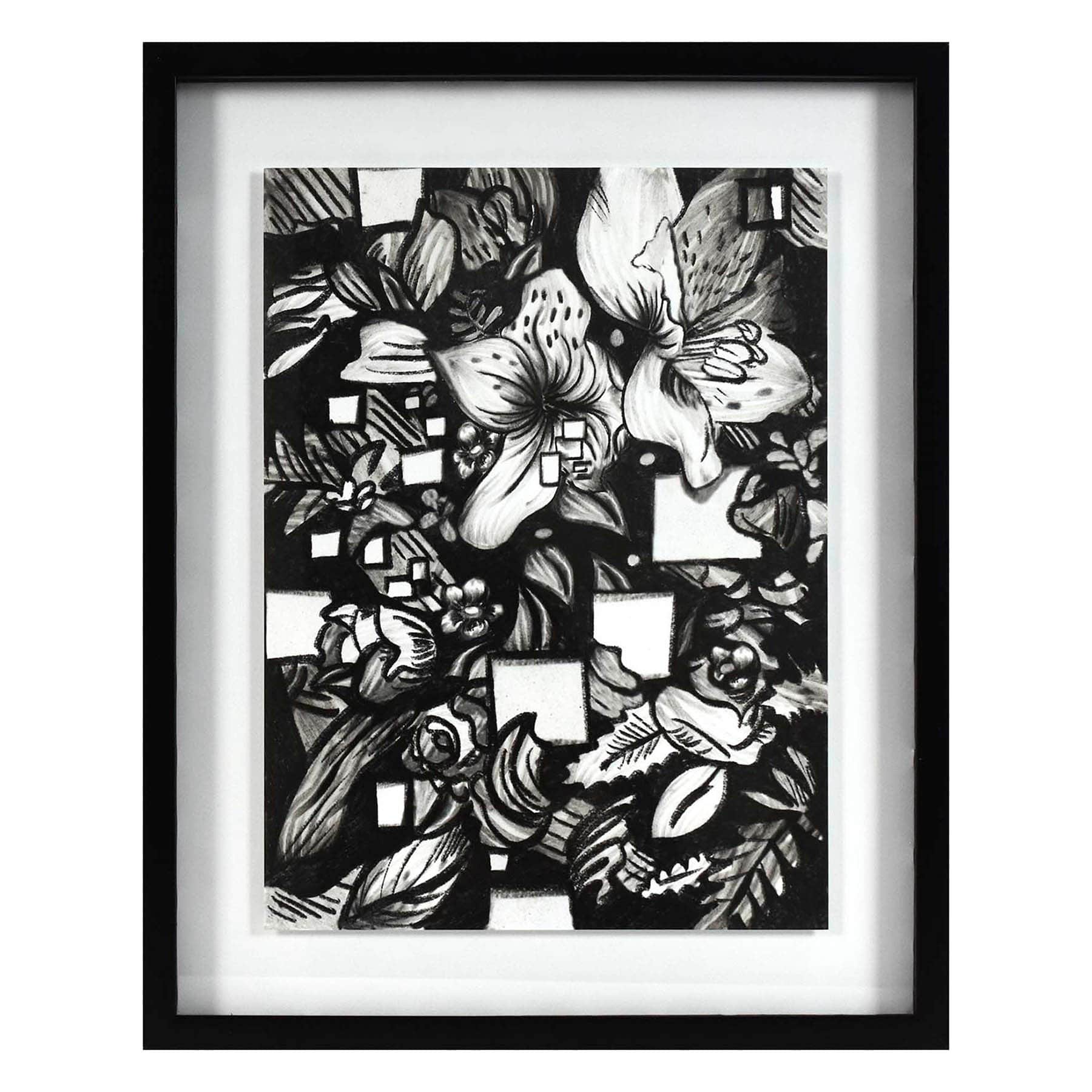 SCADpro Glass Framed Bouquet Print Wall Art, 17x21
