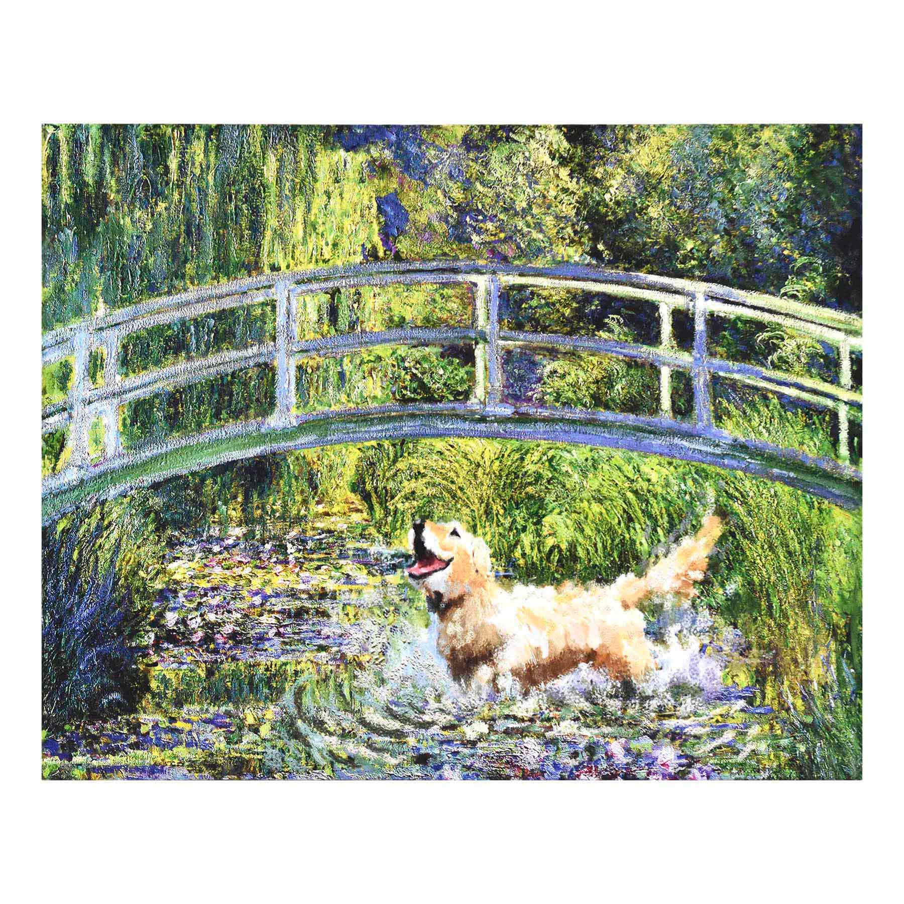 Dog Playin In Field Canvas Wall Art, 20x16