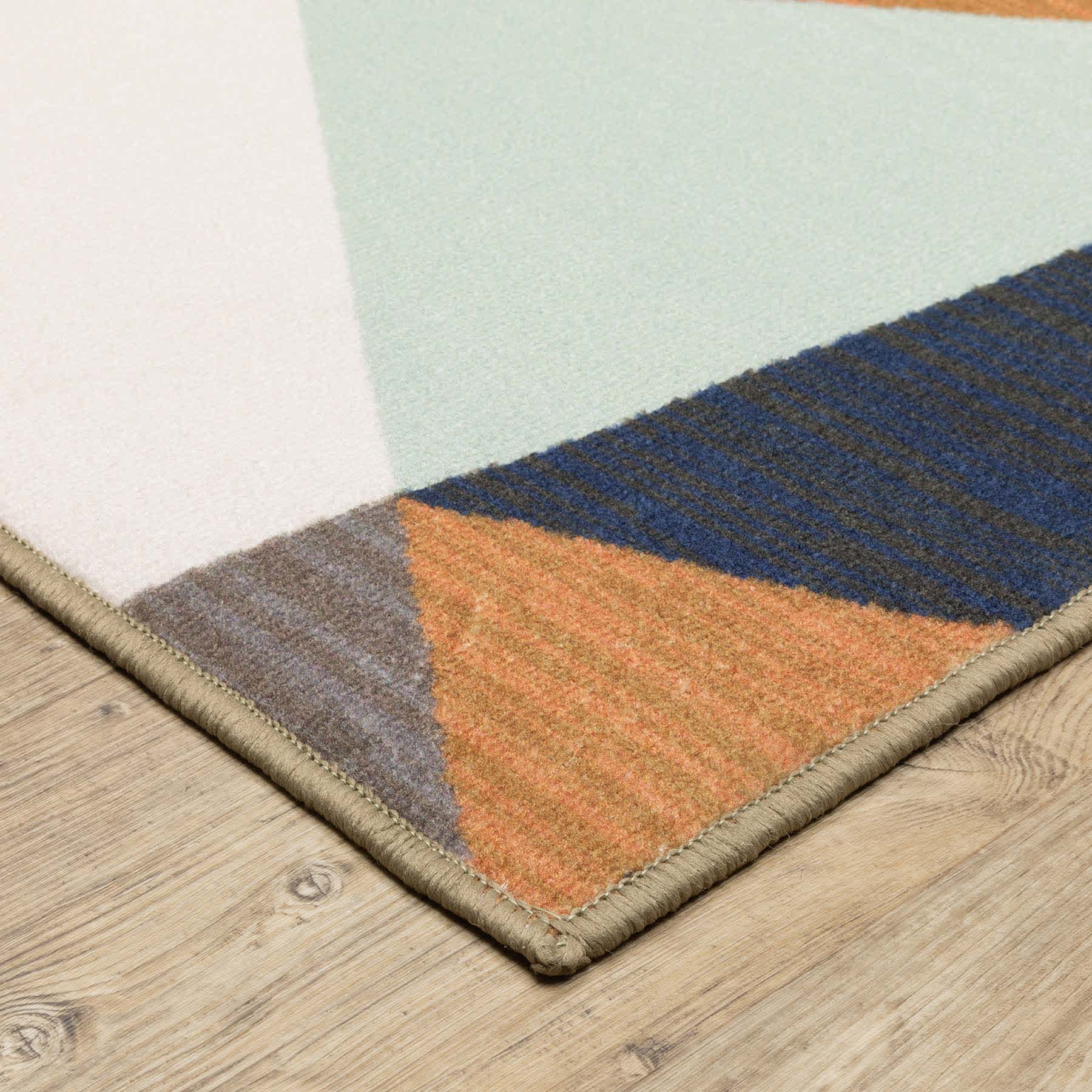 (D545) Mint Julep Geo Area Rug, 5x7