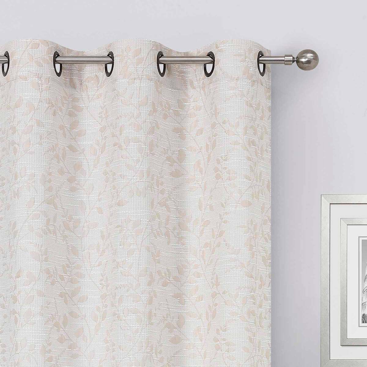 Natural Leaf Jacquard Light Filtering Grommet Curtain Panel, 84"