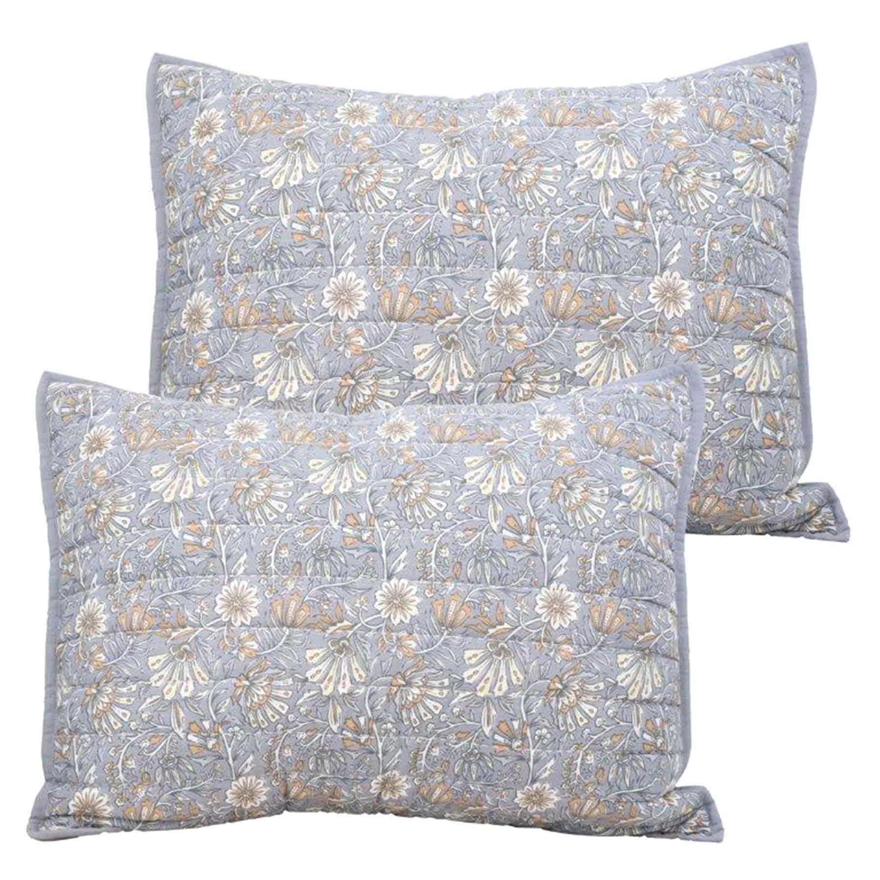 Honeybloom 3-Piece Blue Floral Printed Cotton Quilt Set, King