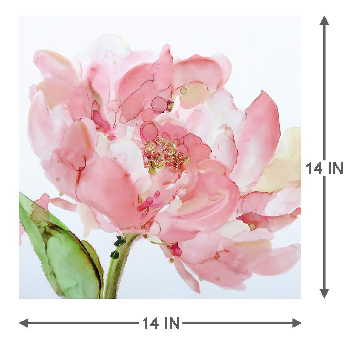 Pink Floral Embellished Canvas Wall Art, 14"