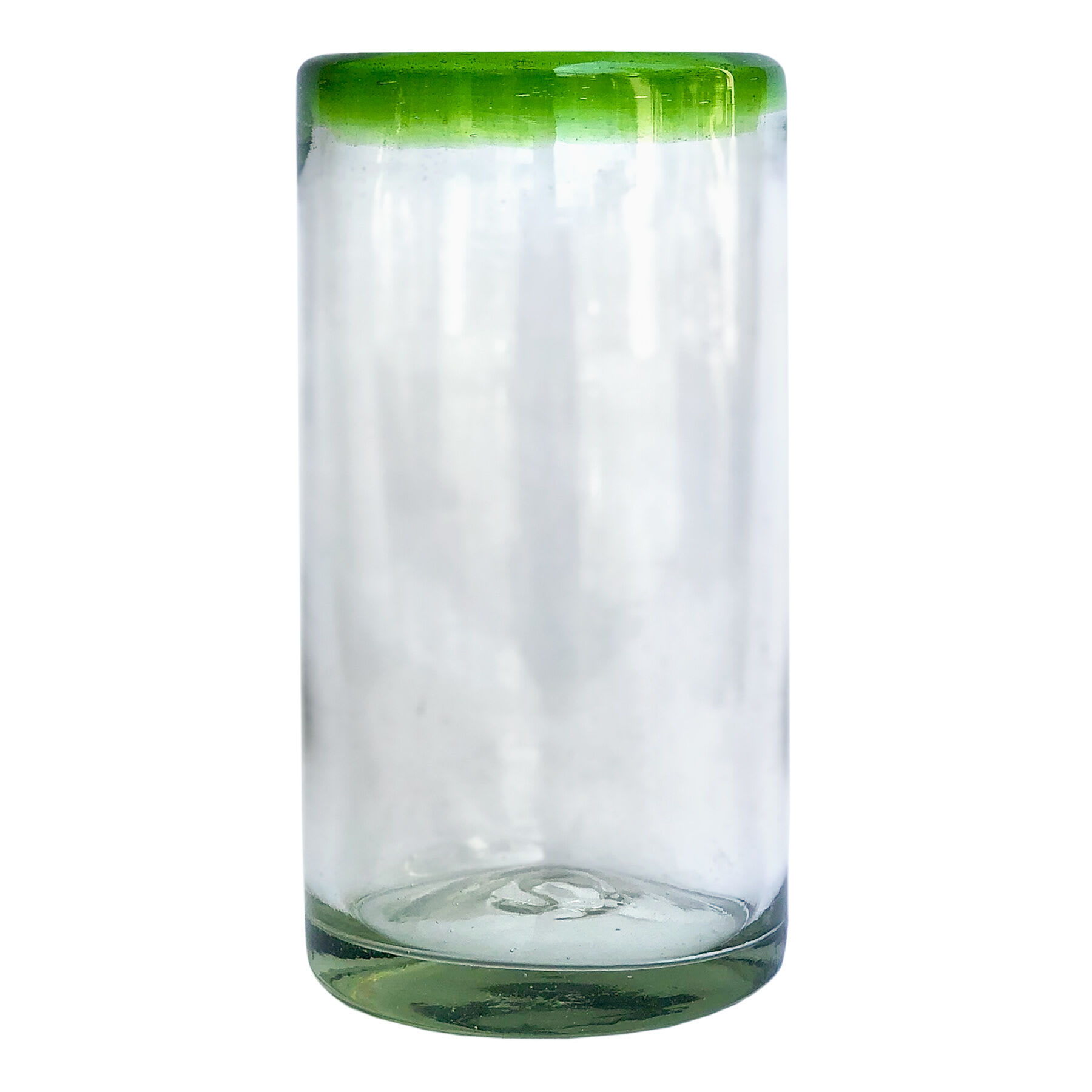 Recycled Glass Highball Green Rim Glass