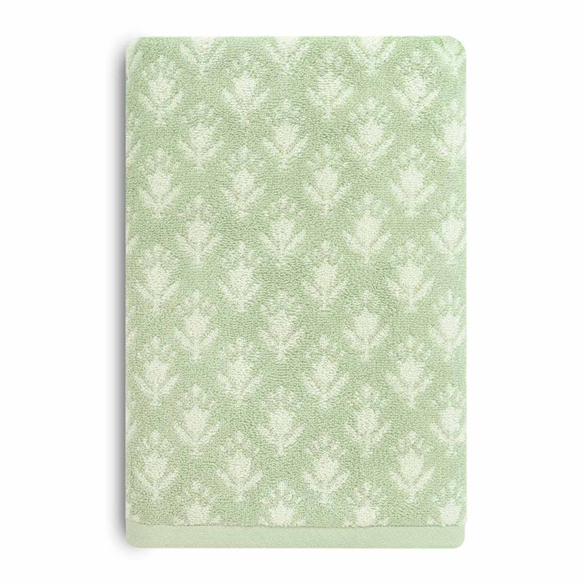 Honeybloom Plush Performance Sage Patterned Cotton Bath Towel, 30x54