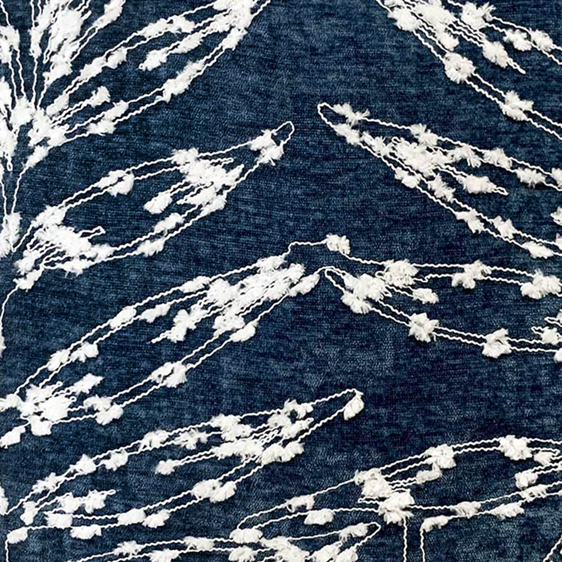Navy Firefly Floral Embroidered Throw Pillow, 18"