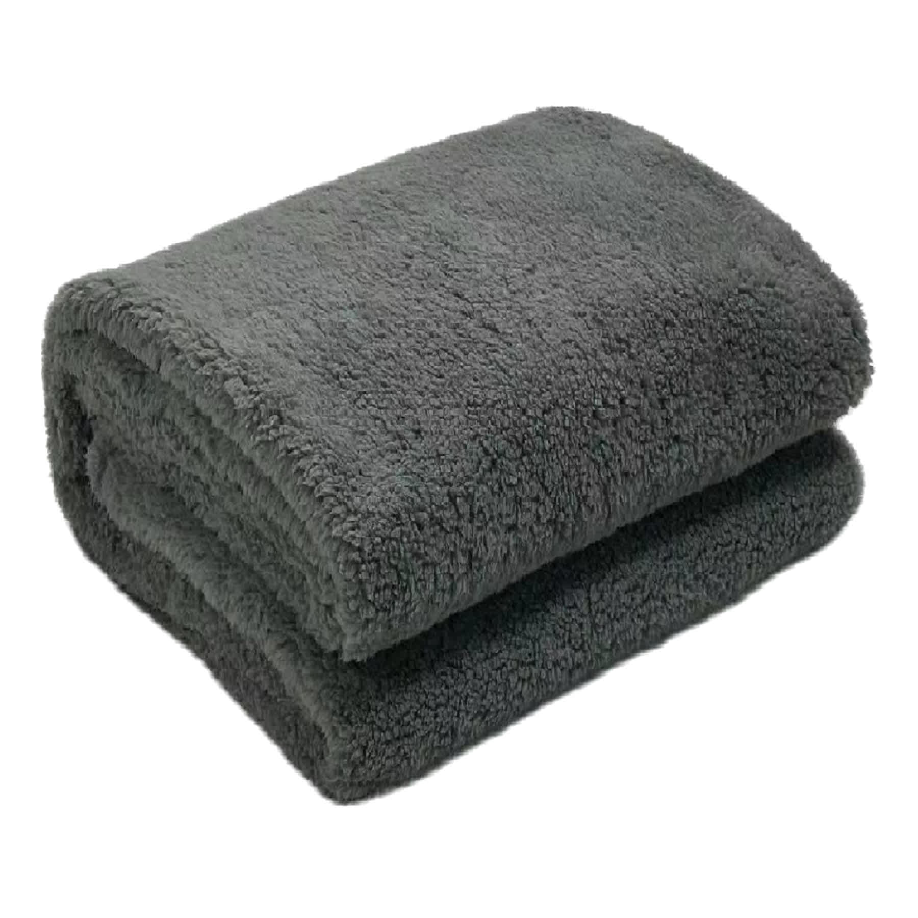 Dark Grey Sherpa Throw Blanket, 50x60