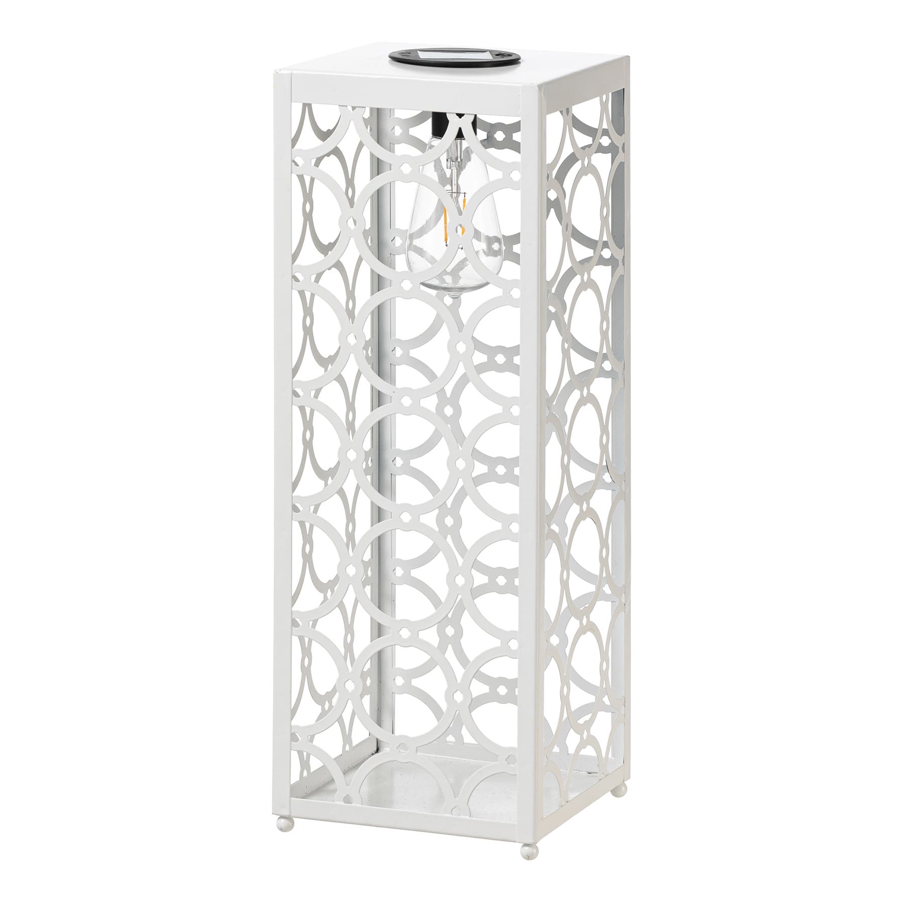 Providence Metal White Outdoor Solar Lantern, 20"