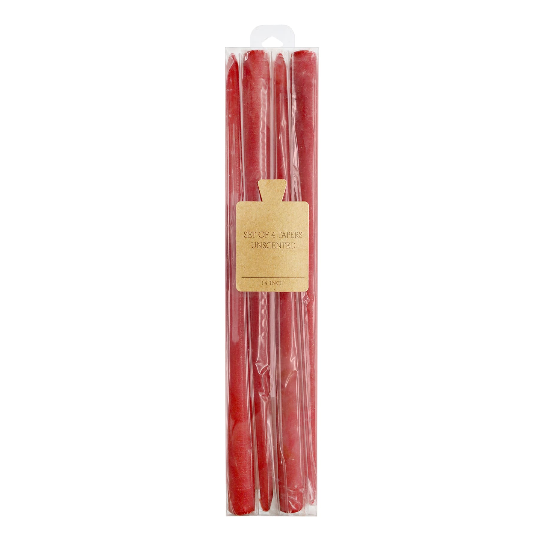 Honeybloom 4-Pack Red Unscented Taper Candles, 14"