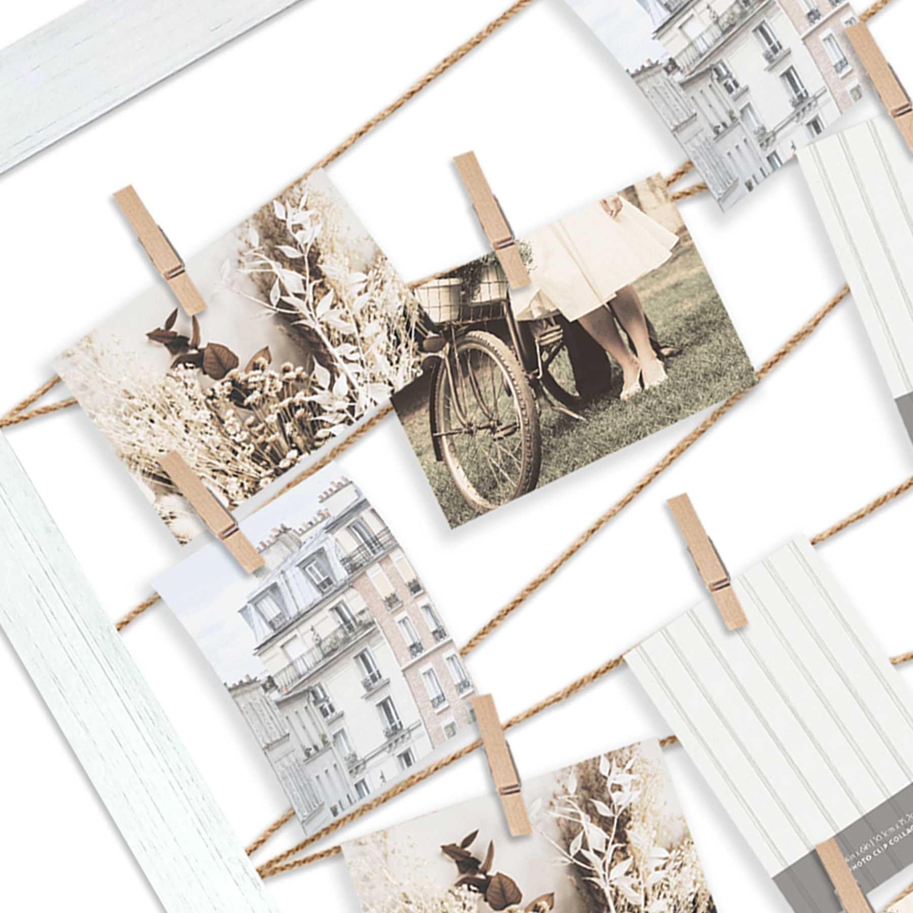 Distressed White Clip Collage Frame, 27x39