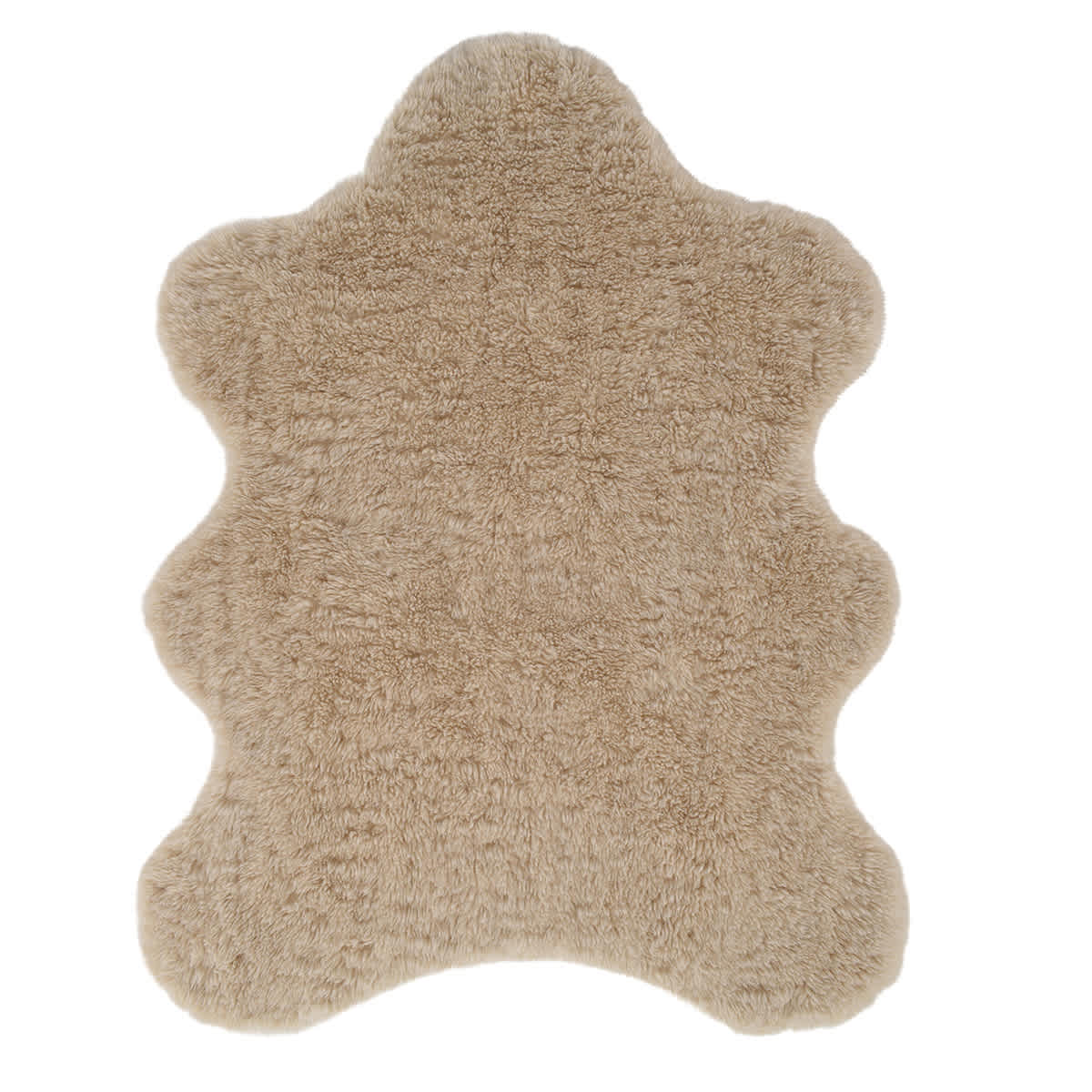 (C206) Found & Fable Neutral Curly Faux Fur Area Rug, 5x7