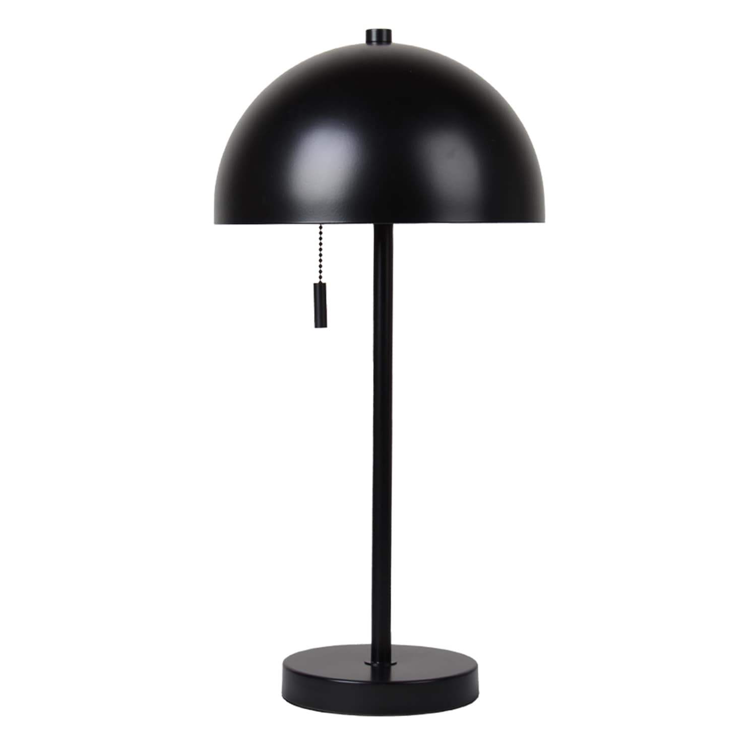 Black Metal Dome Small Table Lamp with Shade, 20"