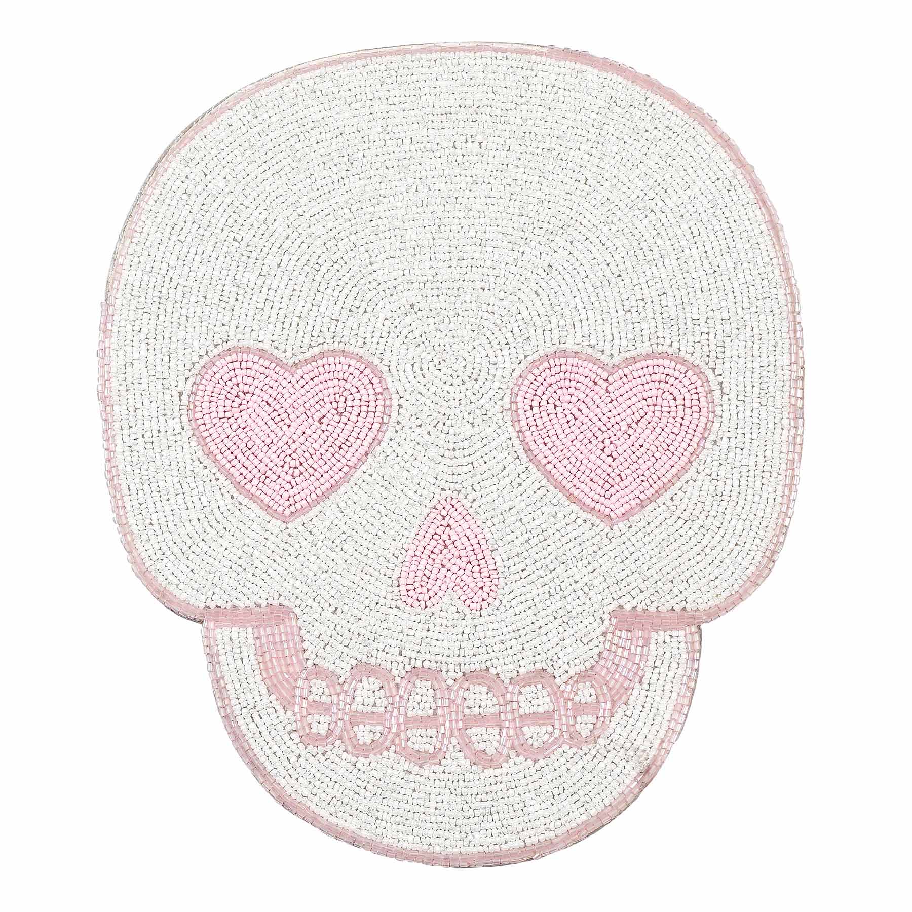 Hey Boo! Pink Fully Beaded Skull Placemat