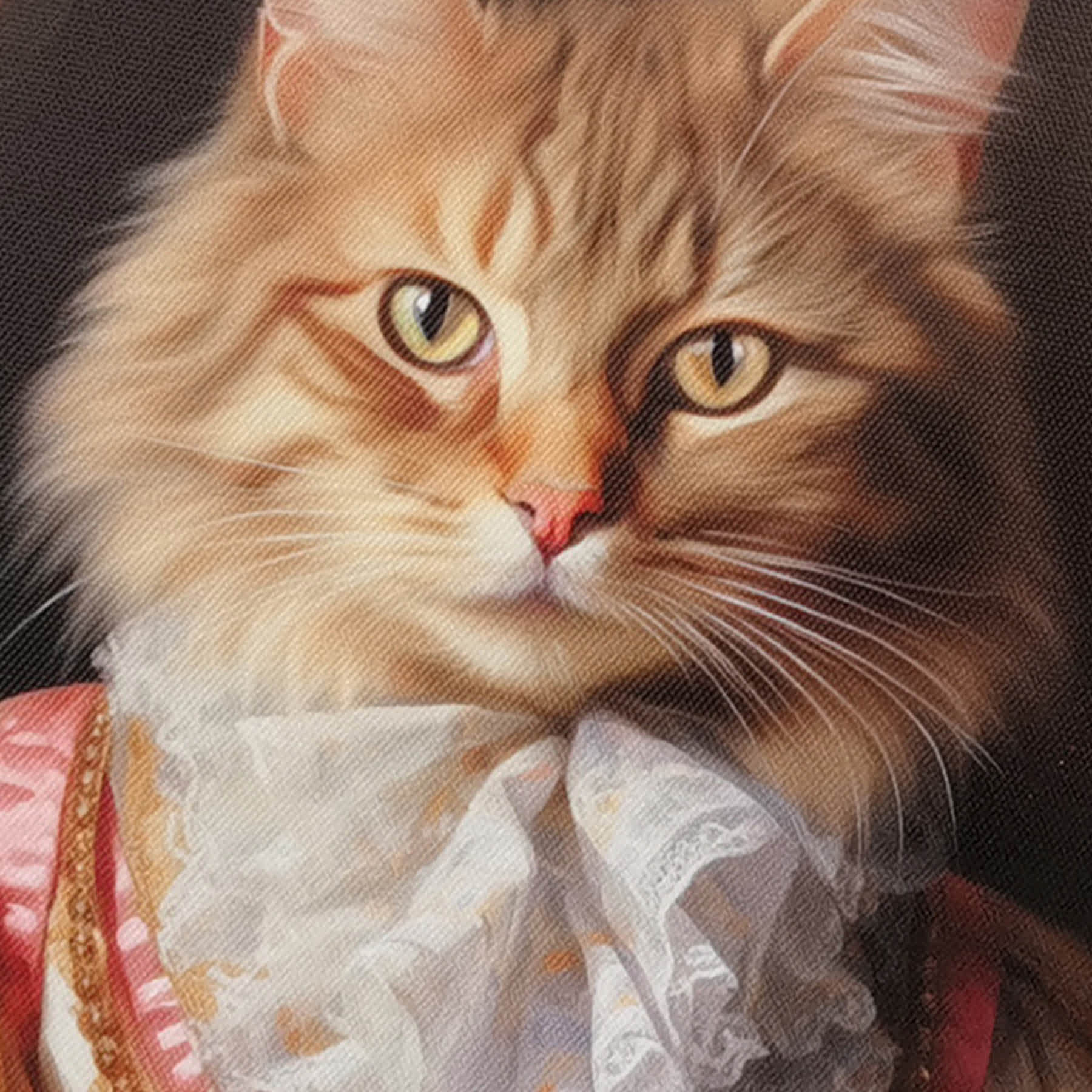 12X12 Orange Victorian Cat Canvas Wall Art