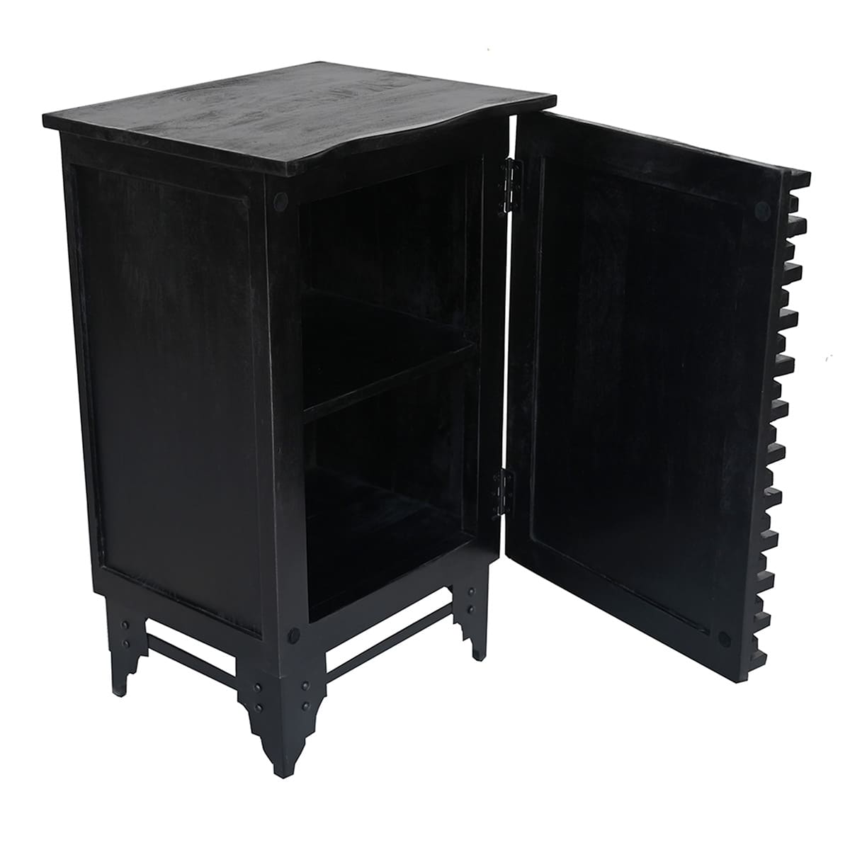 Found & Fable Wave Accent Cabinet, Rustic Black