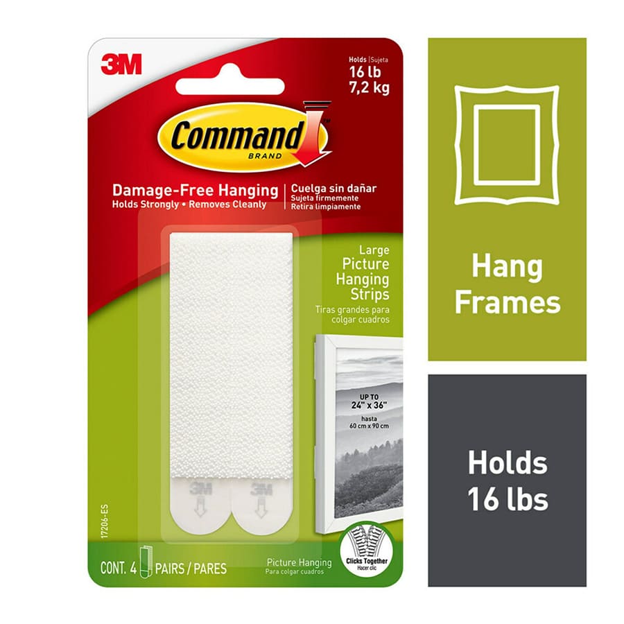 Command? Large Picture Hanging Strips, 4-Sets of Strips/Pack, White