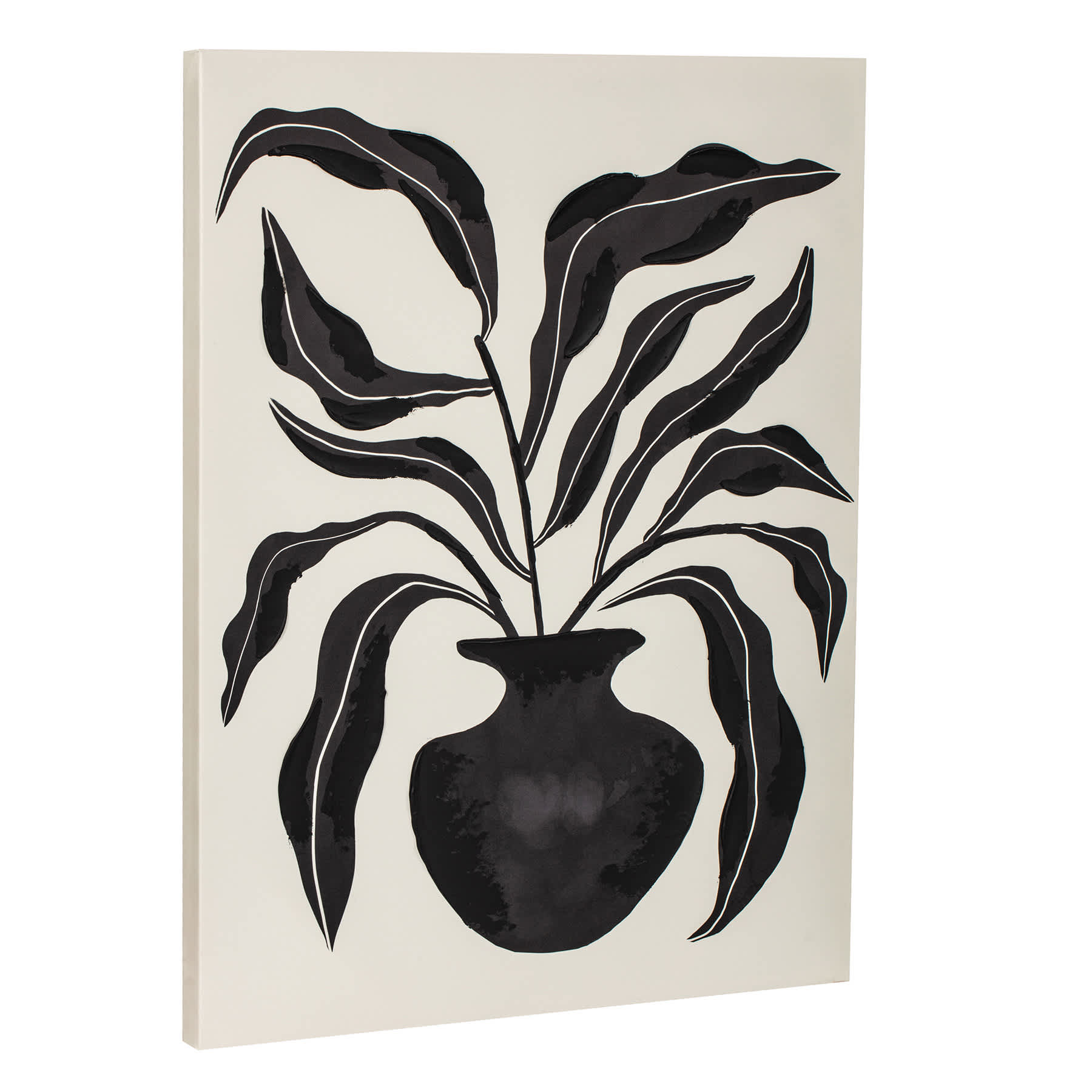 Black Plant Canvas Wall Art, 24x32
