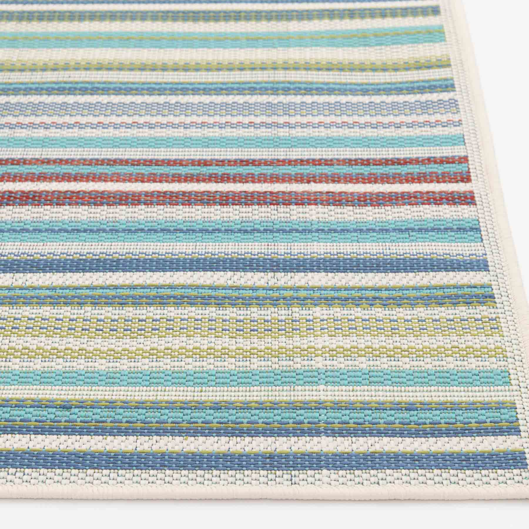 (E441) Scope Aqua Green Striped Outdoor Accent Rug, 2x4