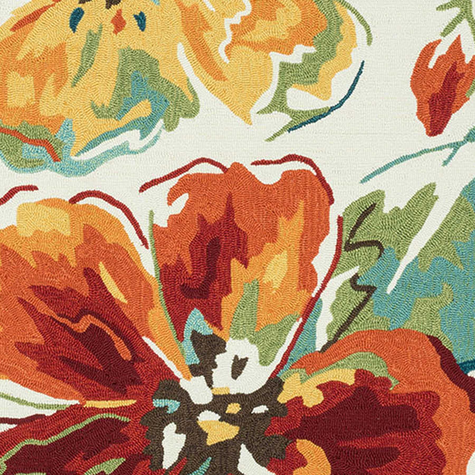 (A138) Summerton Ivory & Red Floral Hooked Runner, 2x6