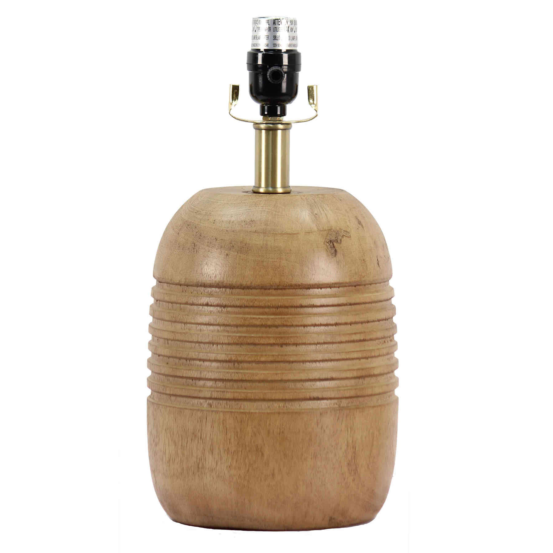 Found & Fable Wood Finish Ribbed Small Lamp Base, 14"