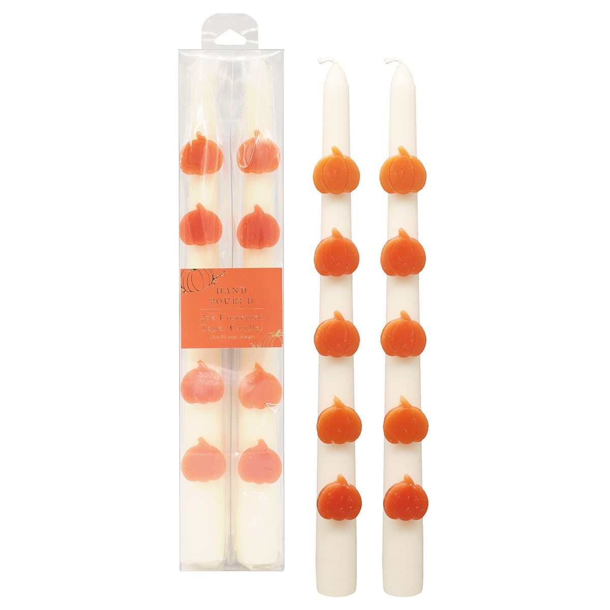 2-Pack Embossed Pumpkin Taper Candles, 10"