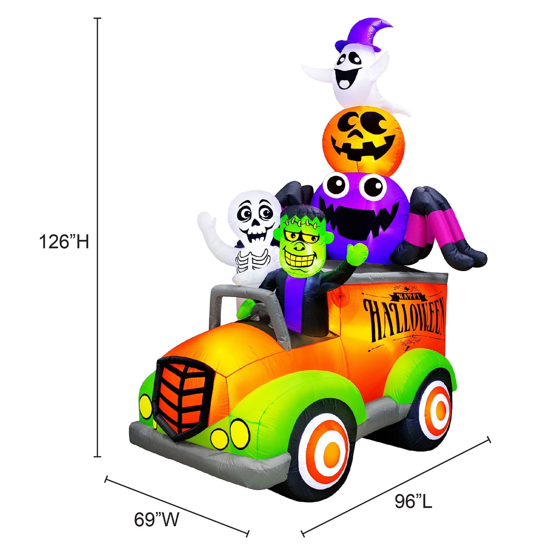 Spooky Squad Truck Halloween Inflatable, 10.5'