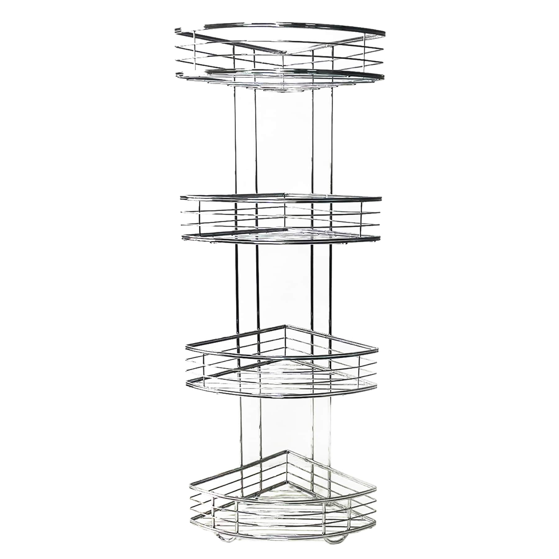Manhattan 4-Tier Corner Storage Stand, Chrome