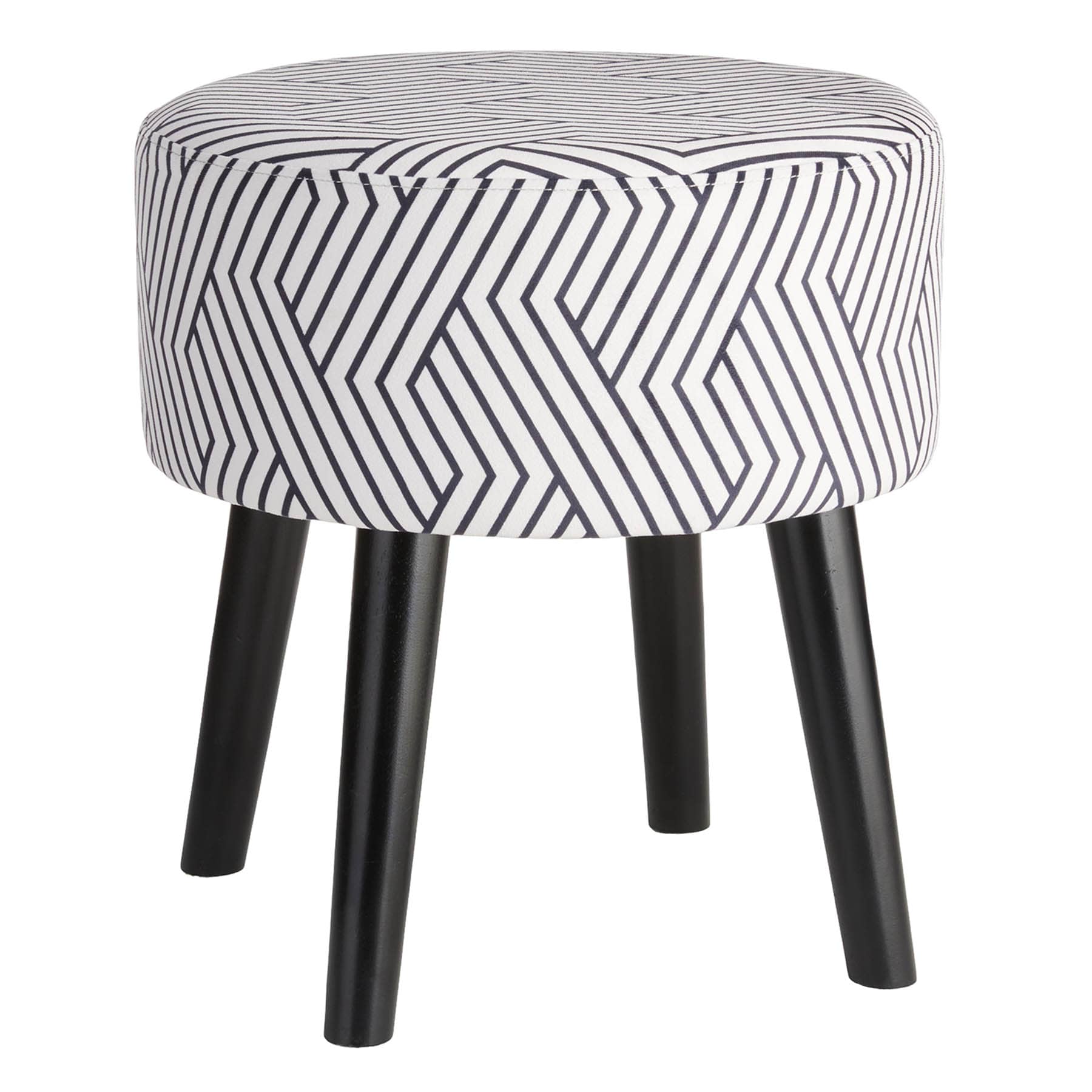 Emmy Stool with Black Wooden Legs, Black Lines